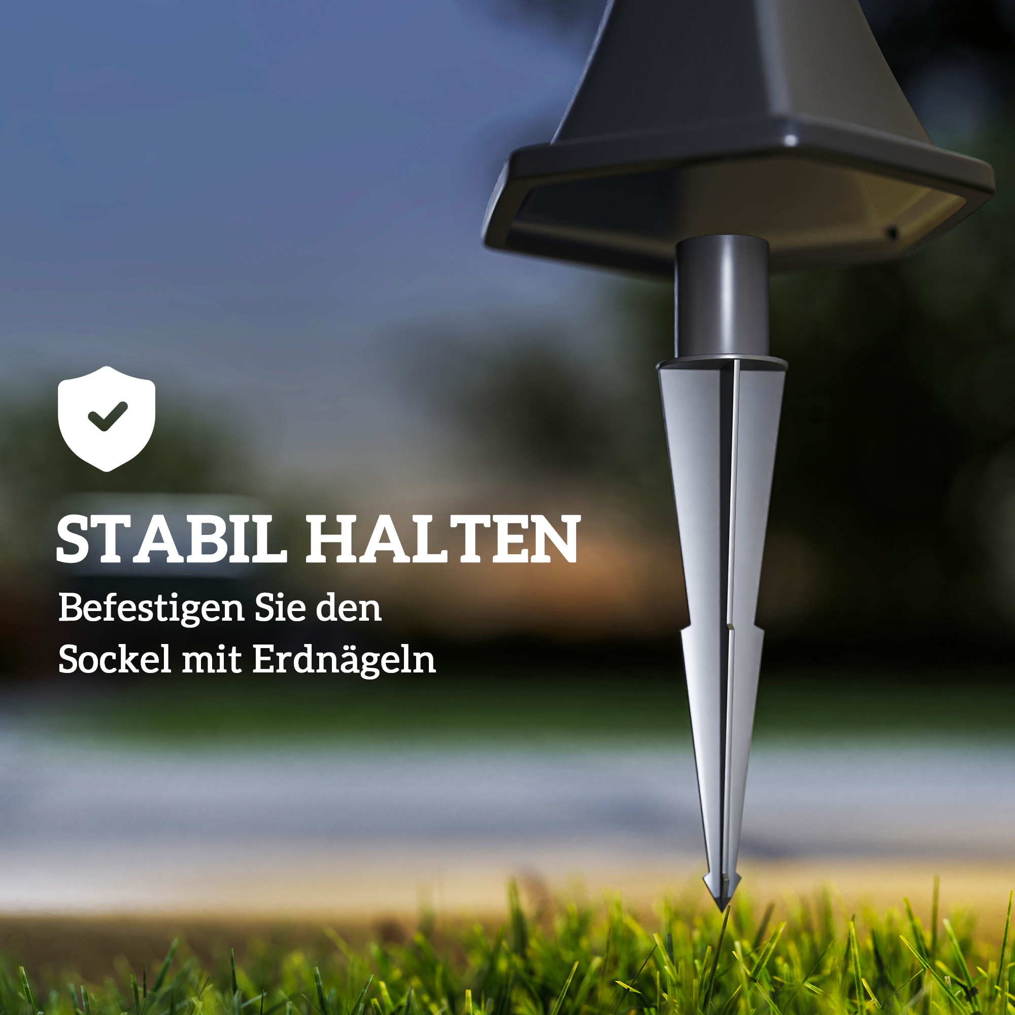 Solar Gartenlaterne 2er Set, Wetterfeste Wegleuchte 129 cm hoch, mit LED, 6 Std, Beleuchtung, IP44, Solarlampe für Außen, Schwarz