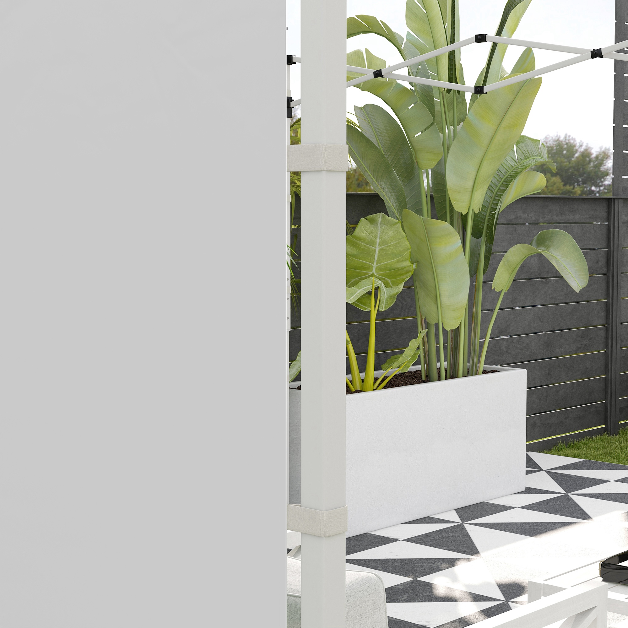 Pavillon-Vorhänge, 2er-Set, für 3x6m oder 3x3m Gartenpavillons, mit Fenstern und Türen, Weiß