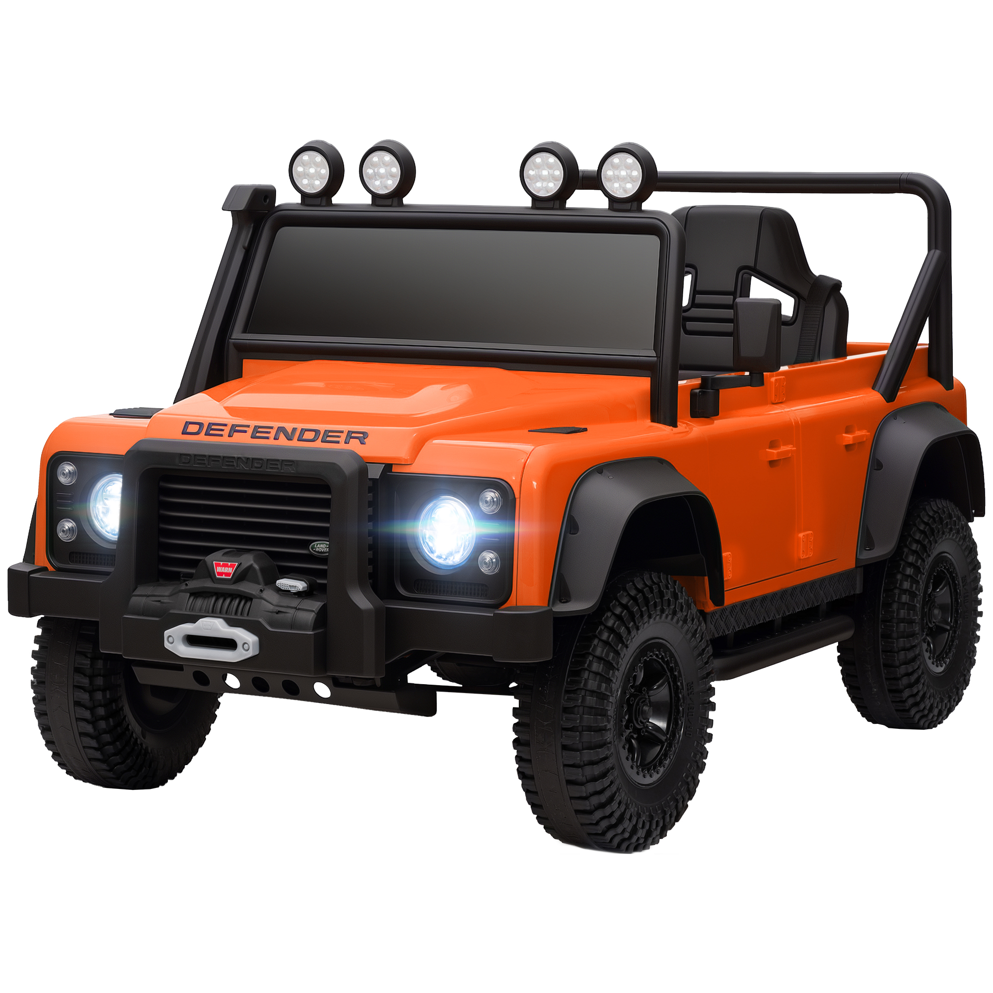 Kinder-Elektroauto, 12V Batterie-Betrieb, Fernbedienung, Musik-Funktion, Hupe, LED-Lichter, Orange
