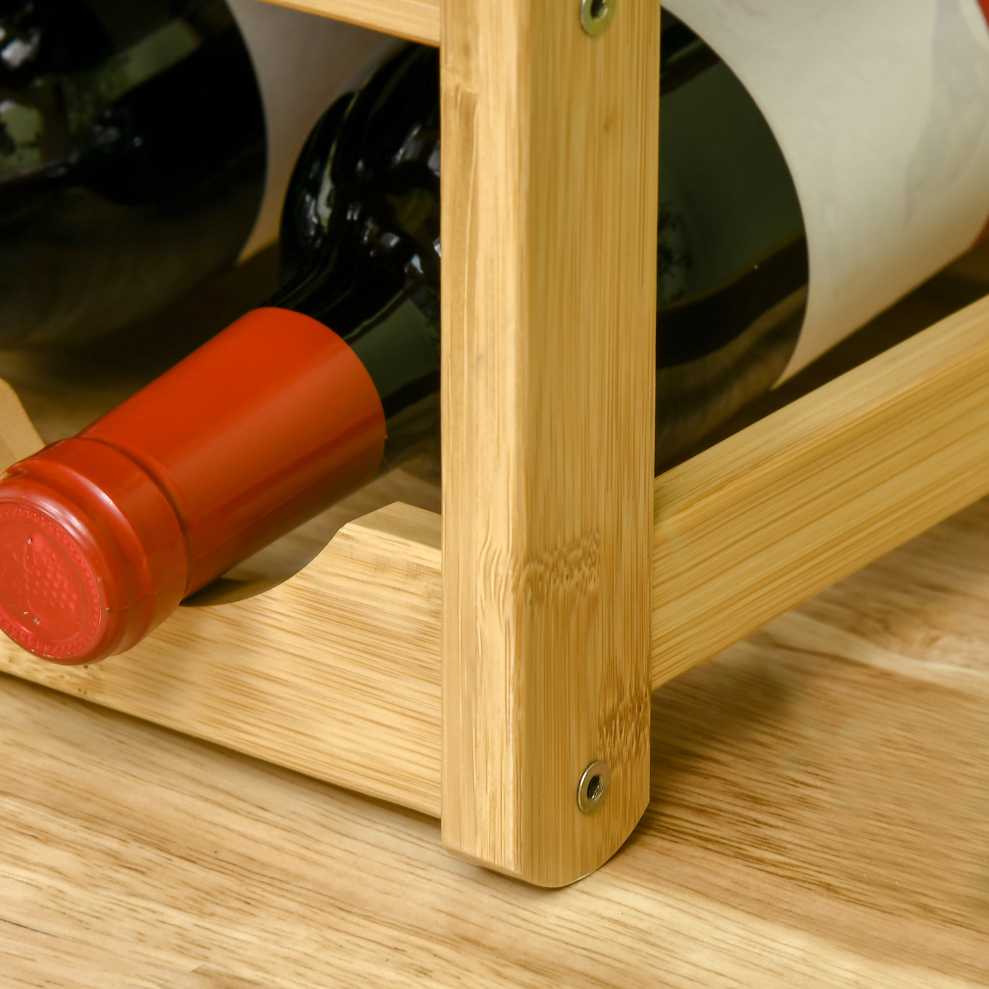 Weinregal aus Bambus für 16  Weinflaschen, 4 Regale, 43 cm x 23,5 cm x 38 cm Natur