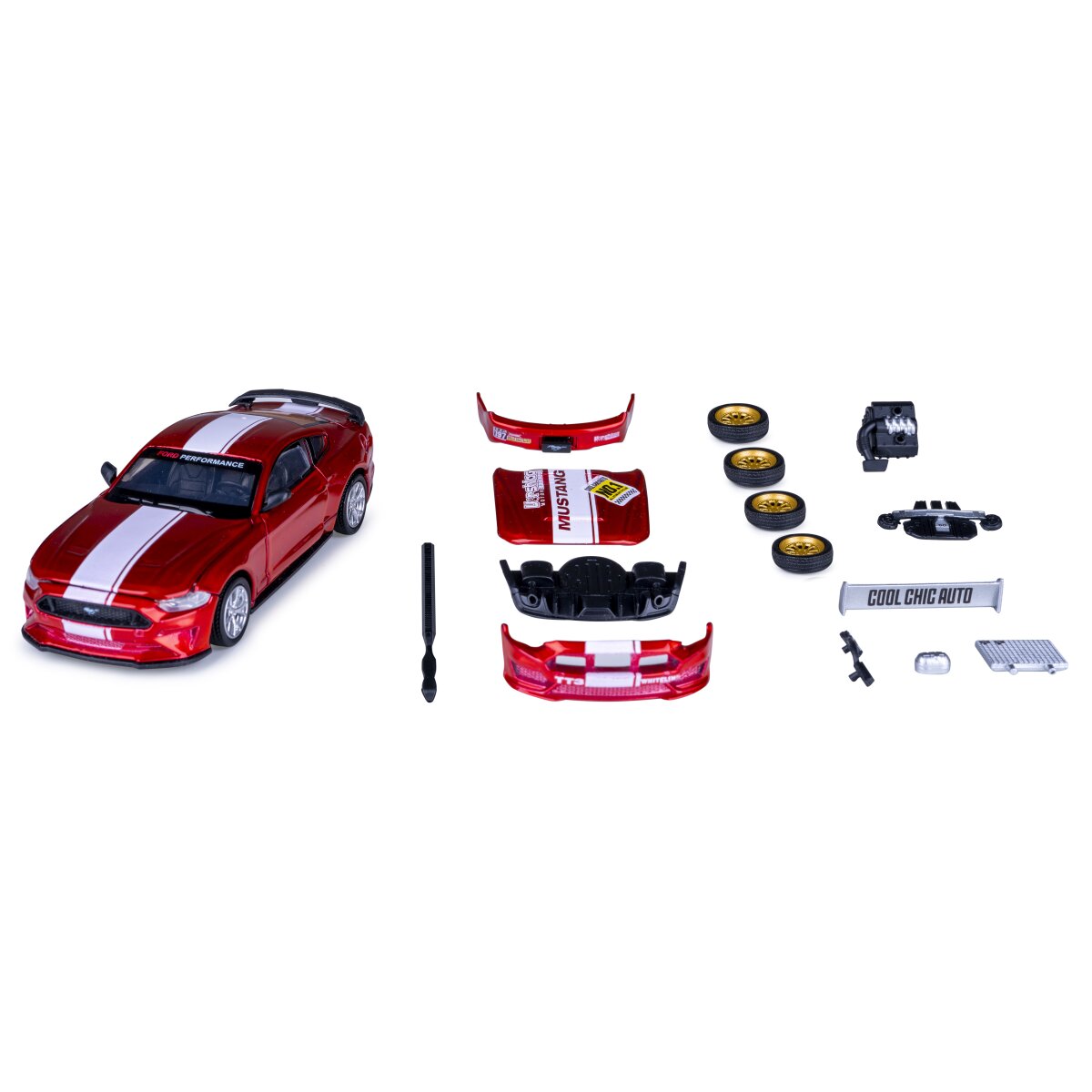 Ford Mustang GT Diecast 1:42 rot 2in1