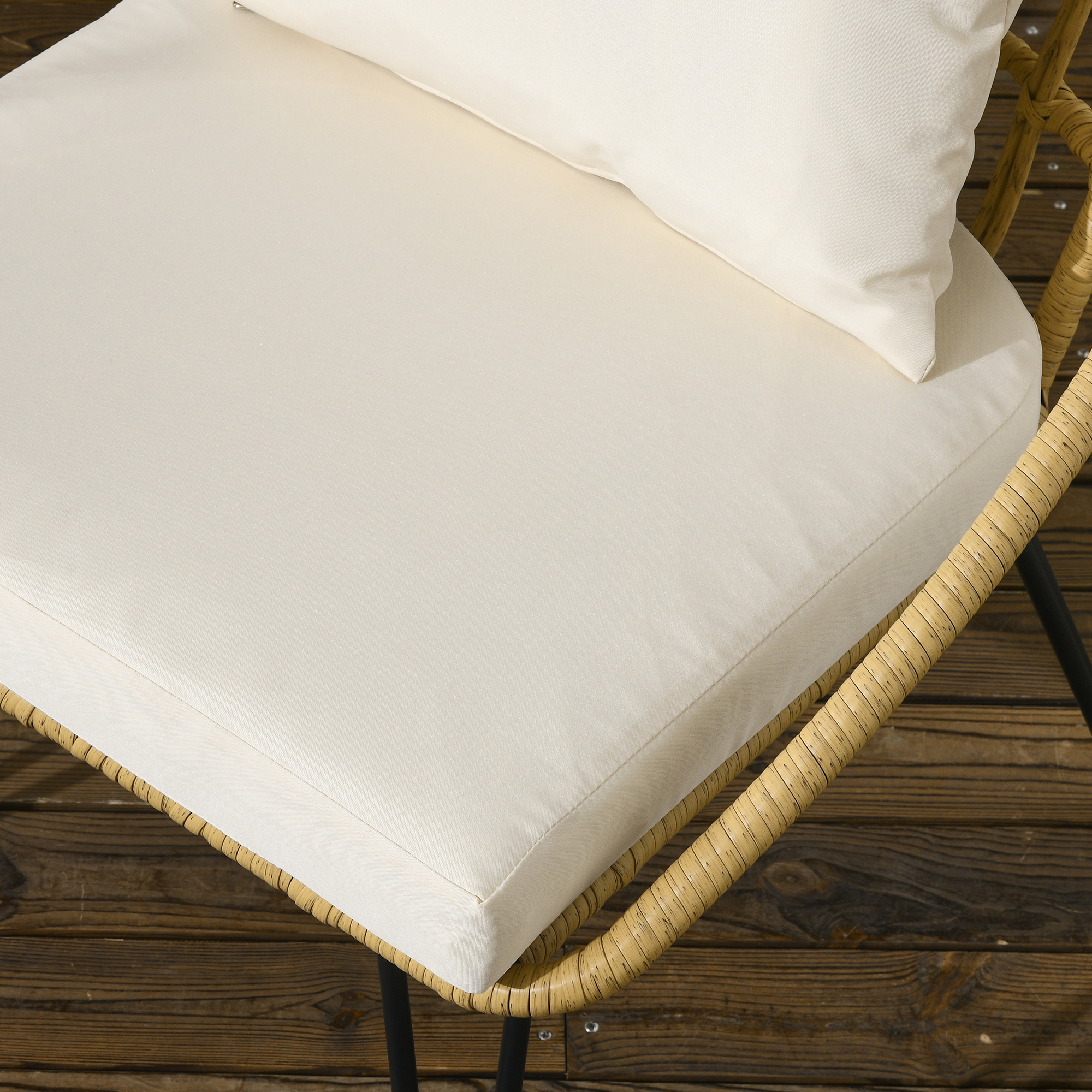 5-teilige Gartensitzgruppe, Boho-Stil, 1 Esstisch & 4 Stühle, Auflagen, Polyrattan, Beige/Natur