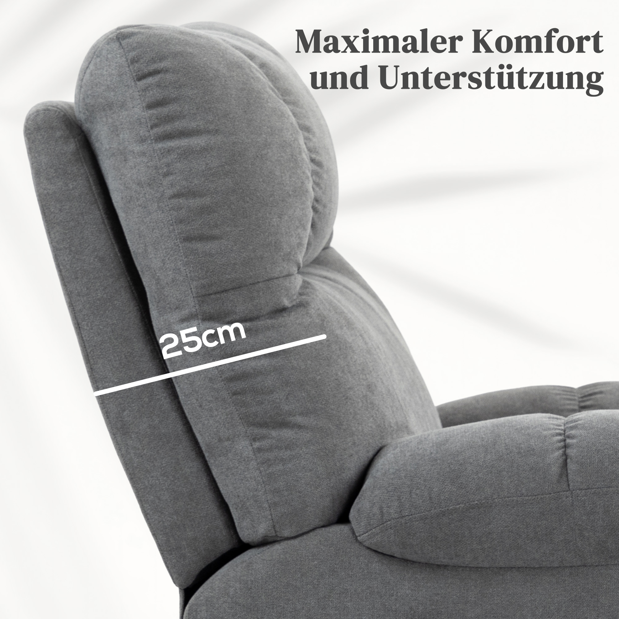 Aufstehhilfe Seniorensessel, Liegefunktion, inkl. Fernbedienung, 144 cm x 91 cm x 88 cm, Grau
