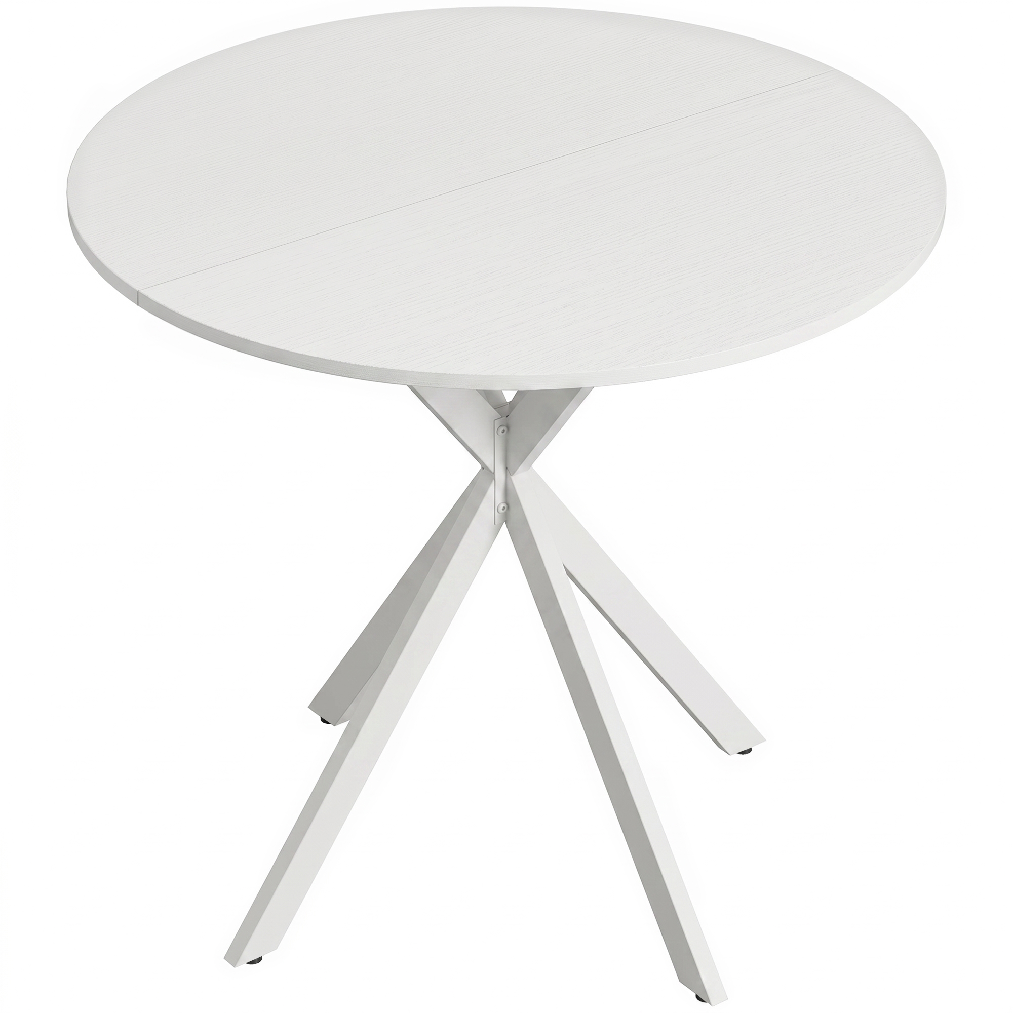 Runder Küchentisch, 80 cm, kompakte Tischplatte, Spanplatte, Metall, Weiß