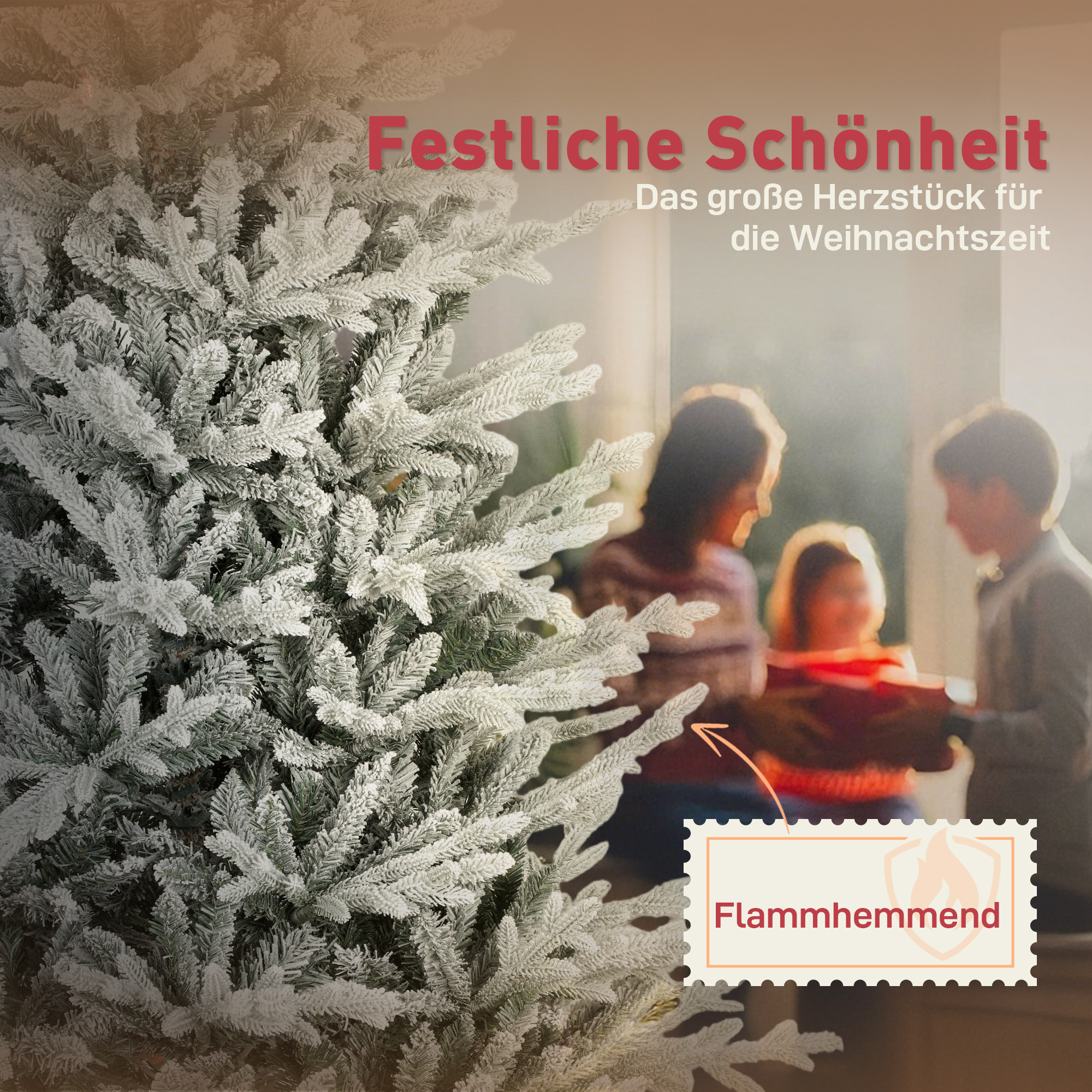 Künstlicher Weihnachtsbaum 180 cm künstlich Tannenbaum mit Schnee, 1976 Spitzen für drinnen