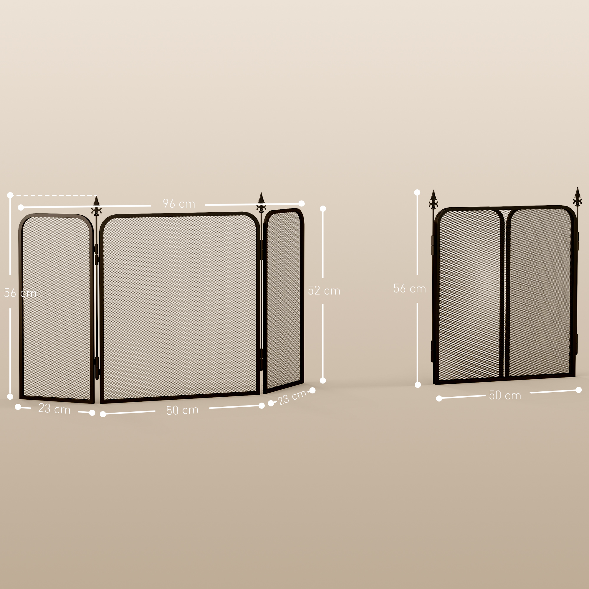 Funkenschutz für Kamine, klappbar, Metall, 96 x 1,3 x 56 cm, Schwarz