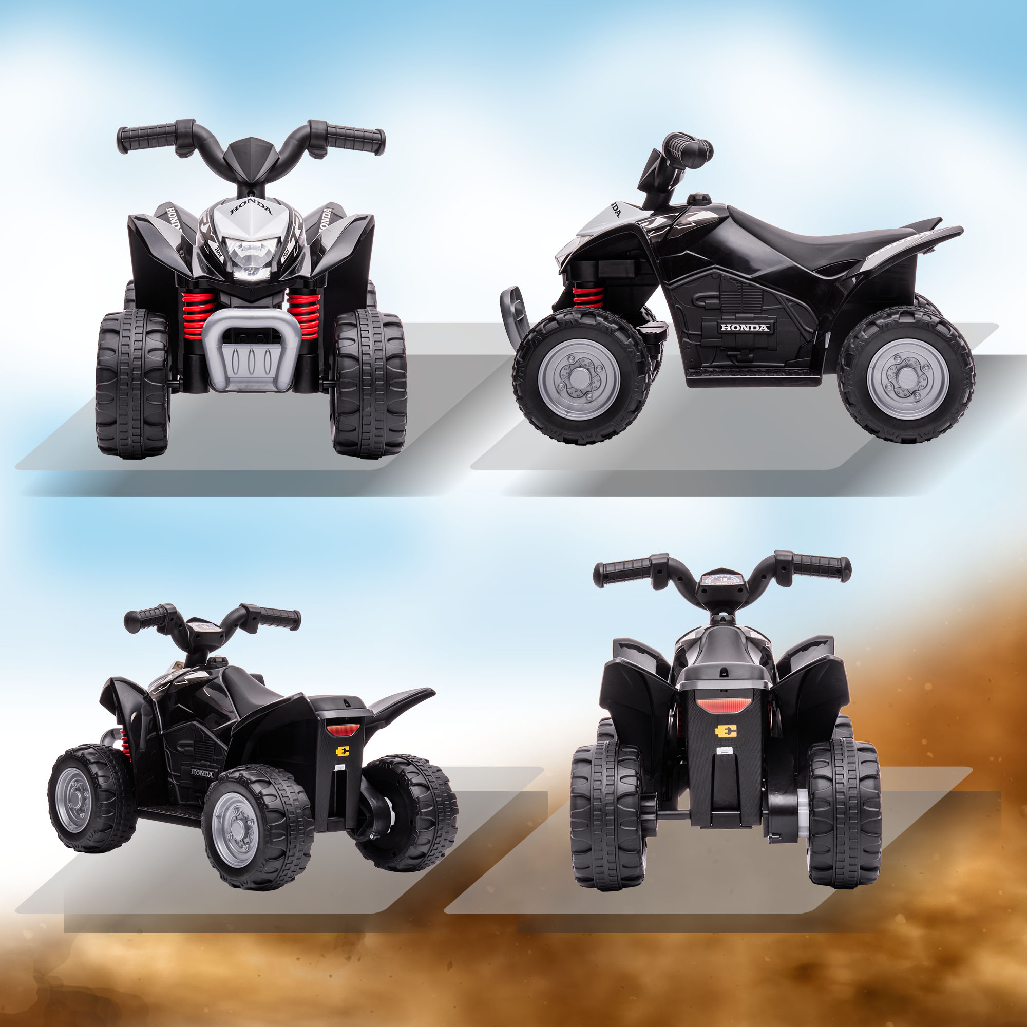 Elektroquad, Kinderquad, 2,8 km/h, LED-Scheinwerfer, für 1,5-3 Jahre, schwarz, 65,5 x 38,5 x 43,5cm