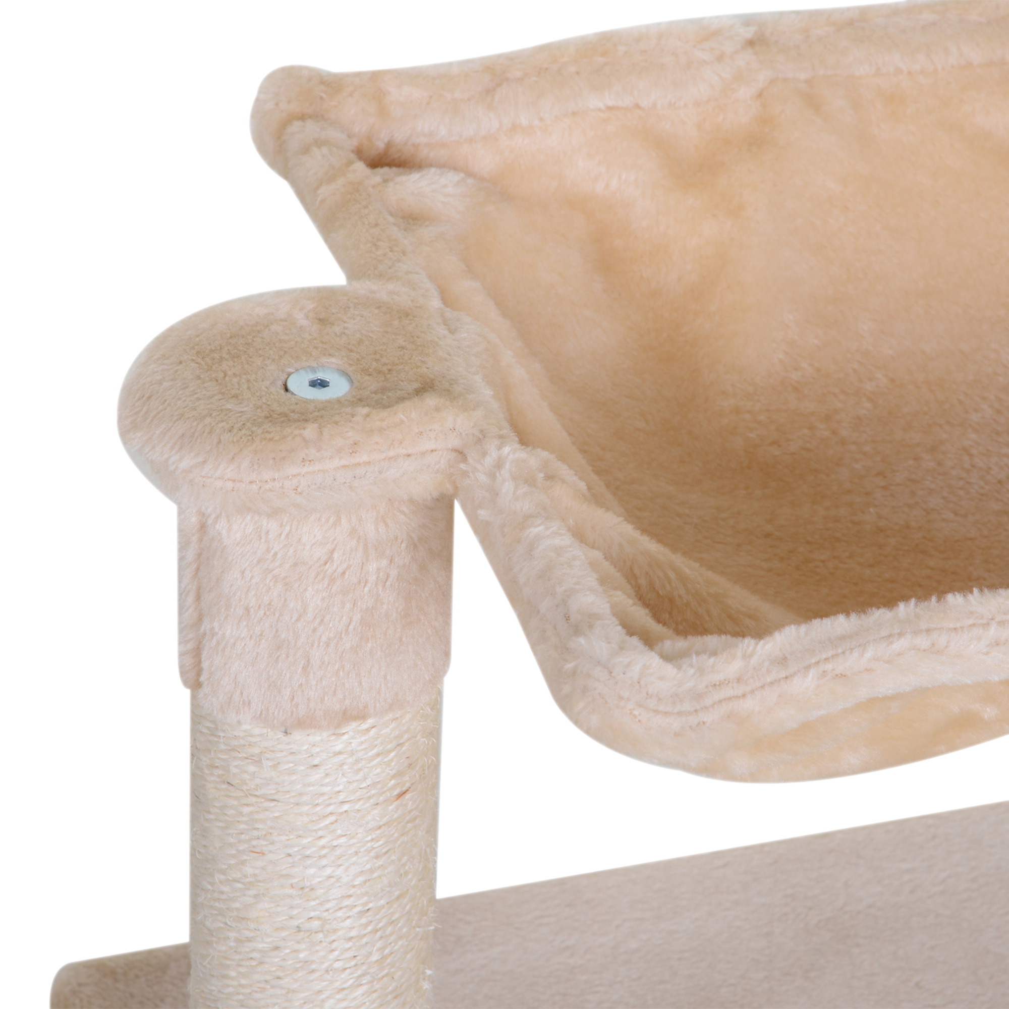 Kletterbaum Katzenbaum Kratzbaum mit Sisalsäule Plüsch-Hängematte Spanplatte Beige 50 x 36 x 70 cm
