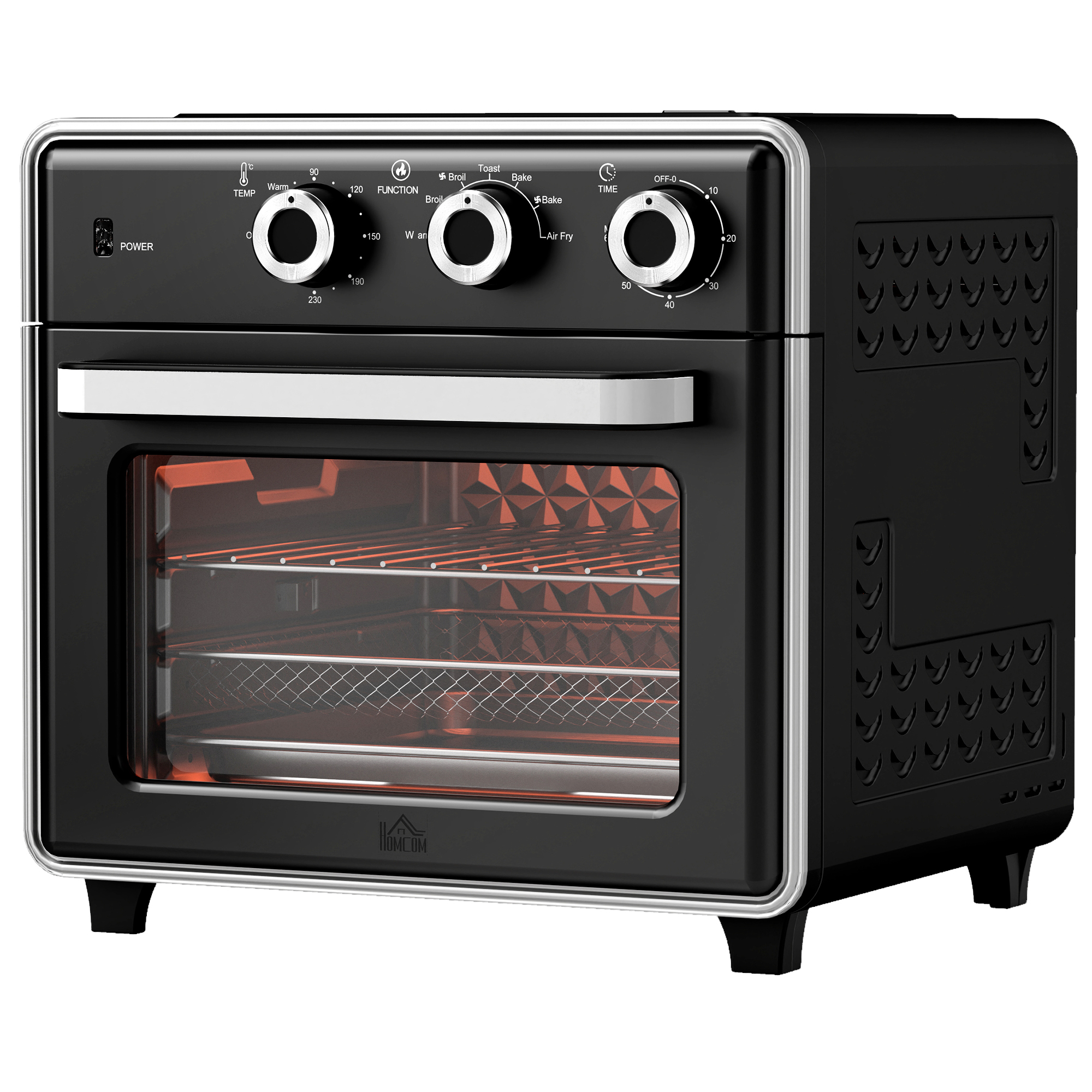 Minibackofen, 20L, 5 Funktionen, 360° Heißluft, Grillrost, Krümelblech, Schwarz Minibackofen, 20L, 5 Funktionen, 360° Heißluft, Grillrost, Krümelblech, Schwarz