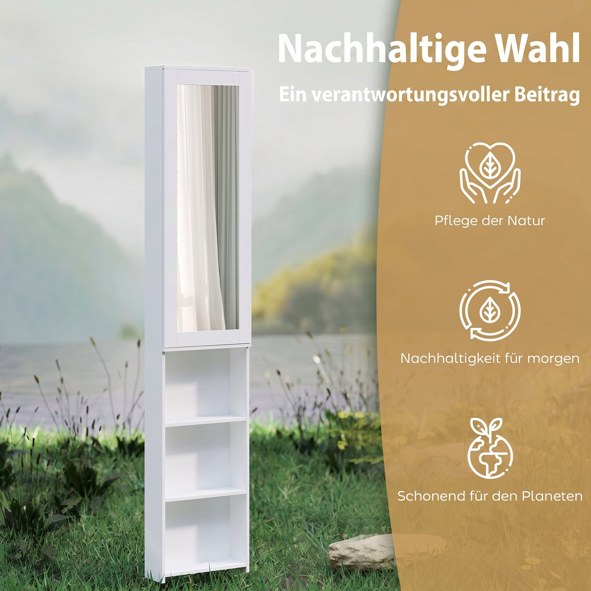 Faltbar Bügelbrettschrank mit Tür internen Regalen Spiegel Platzsparend Bügeltisch für Wäschepflege 106x35x174 cm Weiß