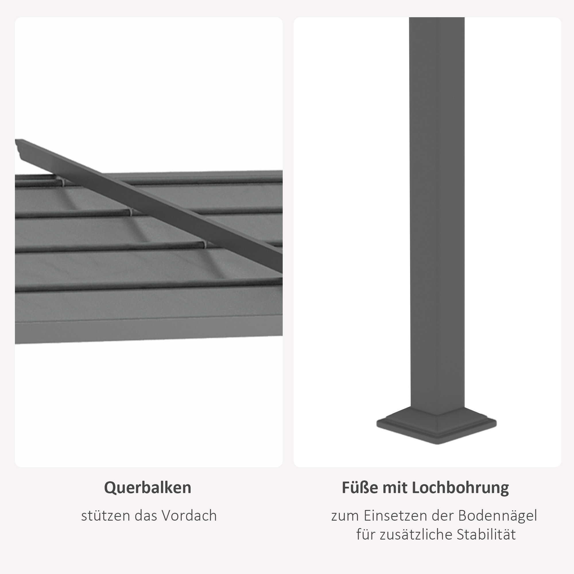 Pergola, inklusive Befestigungsmaterial, ausziehbares Dach, 3,97 m x 2,95 m x 2,3 m, Dunkelgrau
