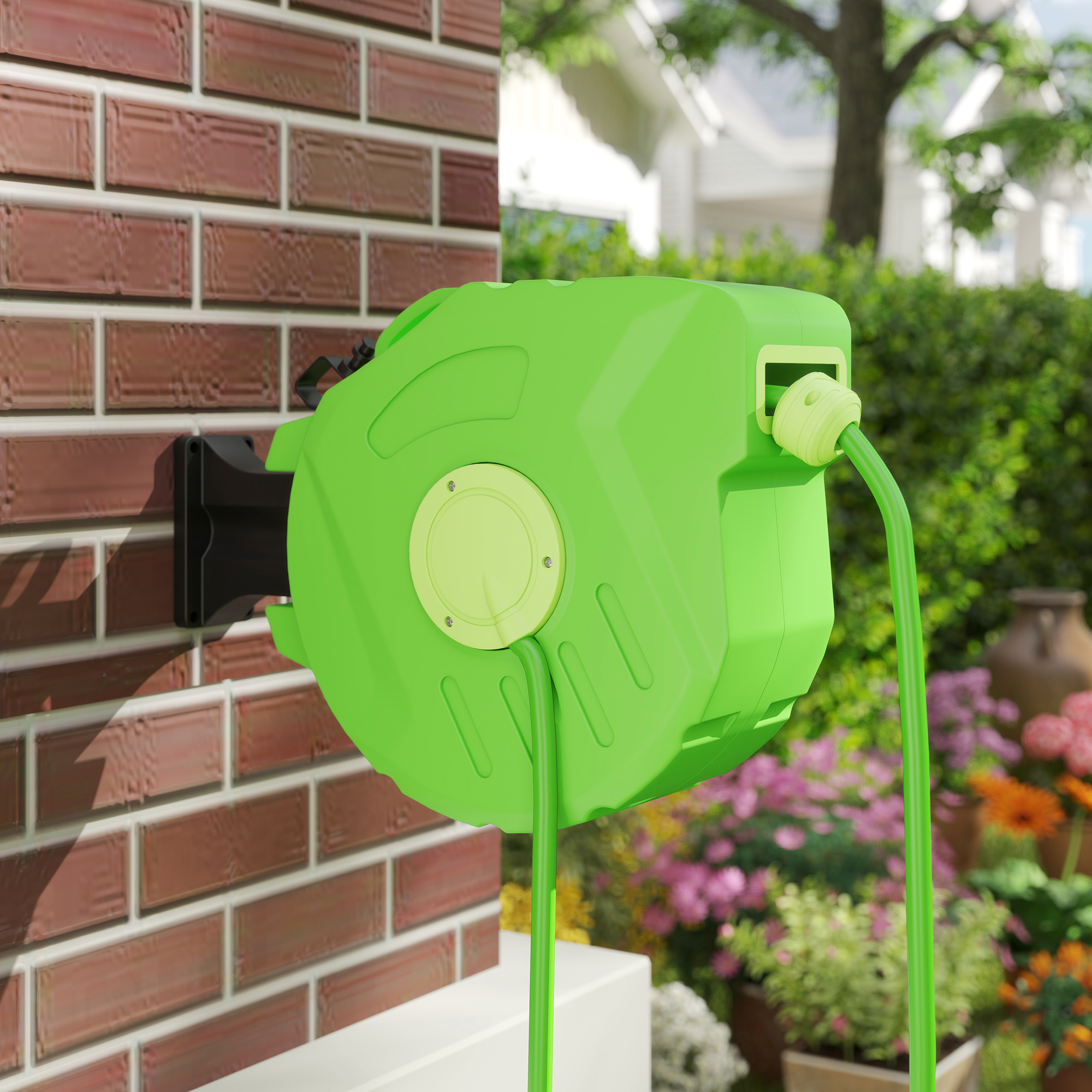 Schlauchtrommel 15+1,5m Schlauchaufroller Automatik schwenkbar Druckluft Garten 180° schenkbar Druckluftschlauch Grün
