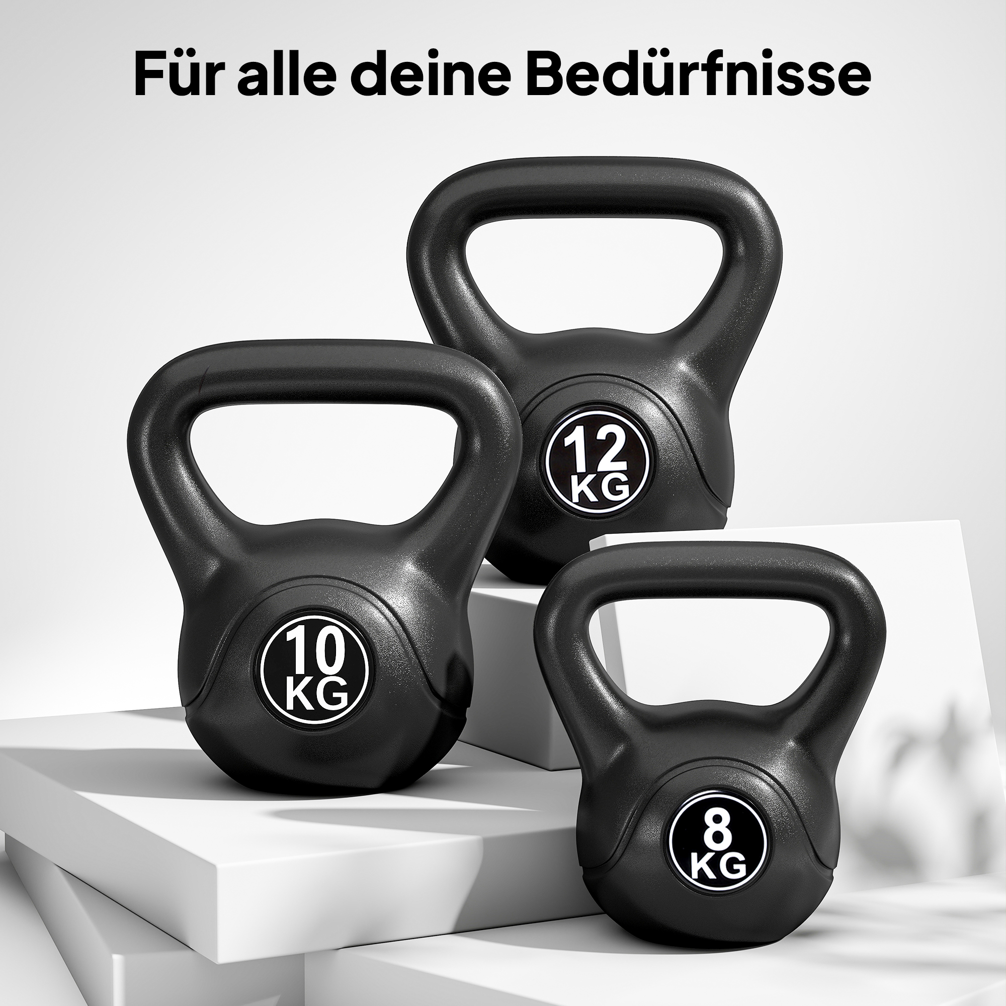 Kettlebell Kugelhantel 10 kg Gewicht-Hantel mit Sand befüllt für Anfänger Schwarz