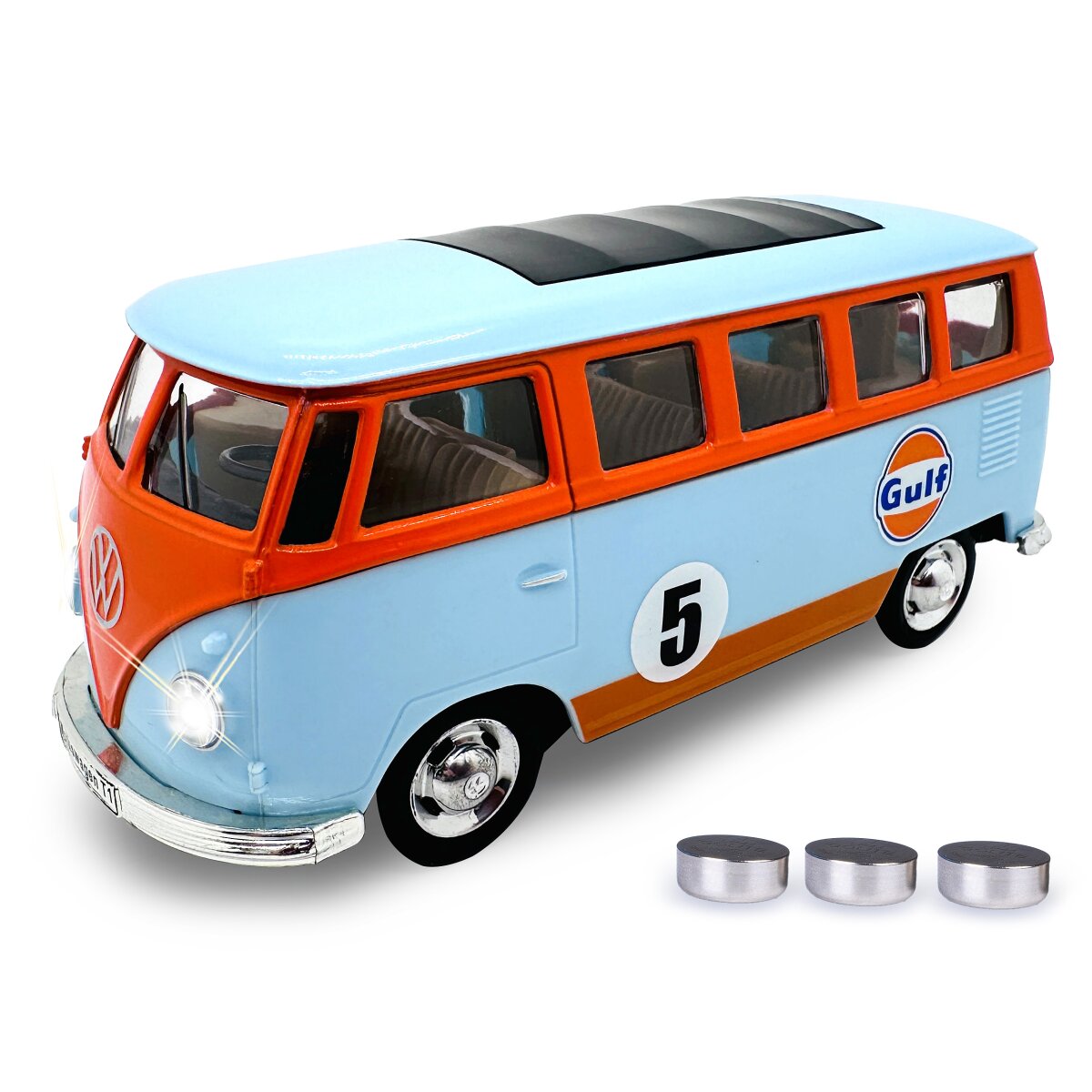 Volkwagen T1 Diecast 1:30 hellblau inkl. Knopfzellen