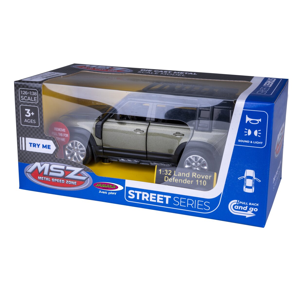 Land Rover Defender 110 Diecast 1:32 grün inkl. Knopfzellen