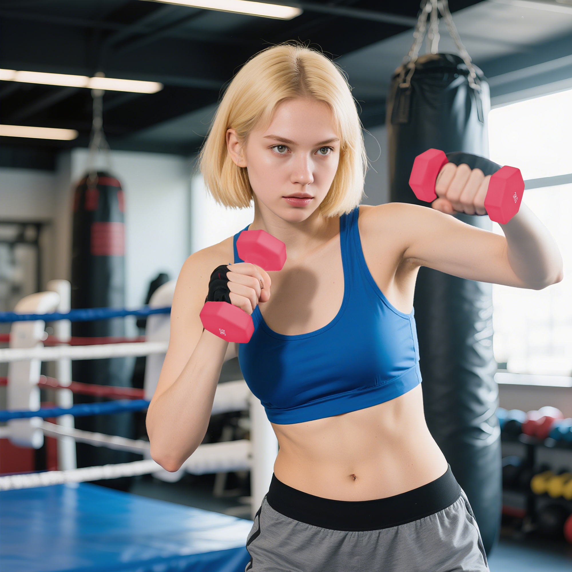 Hantel-Set 3 Paar Kurzhanteln mit Aufbewahrungsständer rutschfeste Griff, 1-5 kg Hexagon