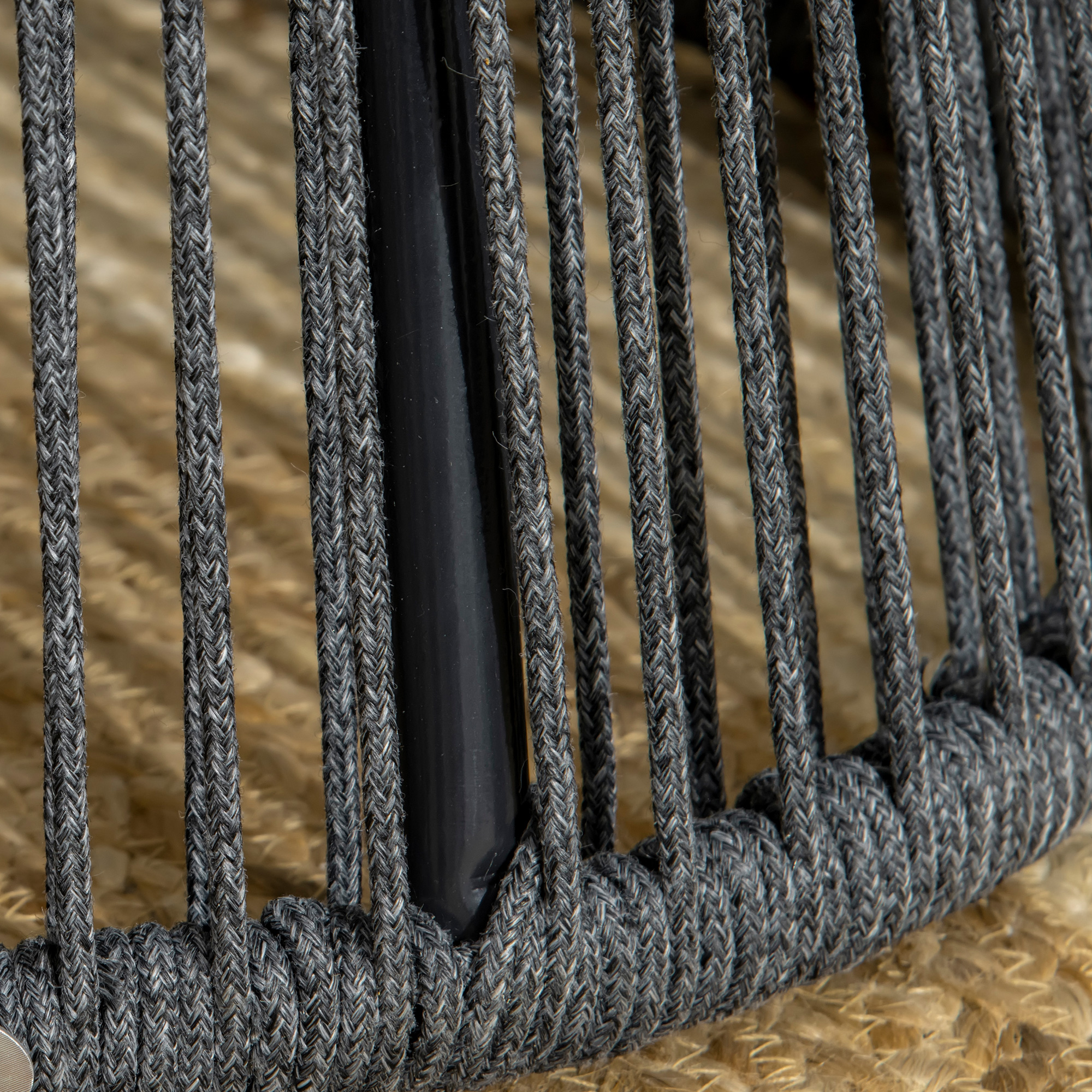 Gartentisch im Boho-Stil, wetterbeständig, PE-Rattan, 39 cm x 39 cm x 49 cm, Schwarz + Natur