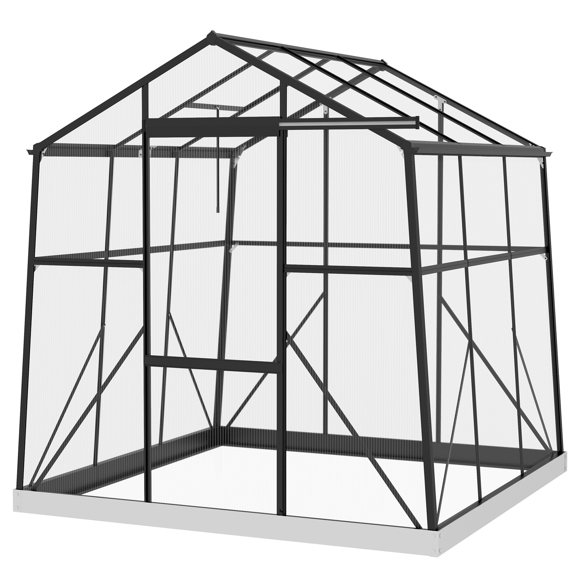 Gewächshaus Treibhaus Frühbeet, wetterbeständig, 192 x 192 x 203 cm, Schwarz