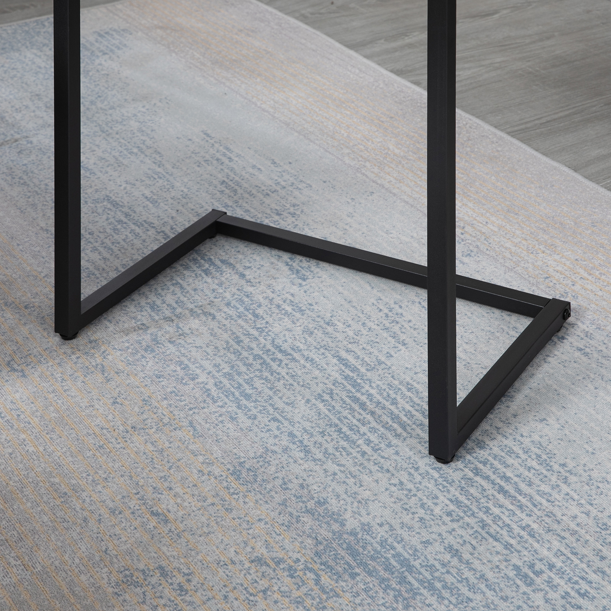 Satztisch, Beistelltisch, 3er-Set, Industrial Design, Stahlrahmen, braun+schwarz, 45 x 30 x 60cm