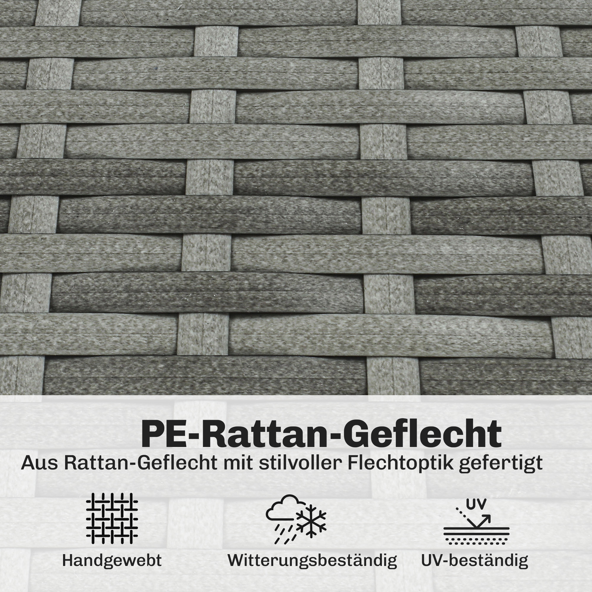 Rattansessel mit Kissen Bänder, gepolsterter Outdoor Sessel aus Polyrattan, Korbsessel bis 120kg