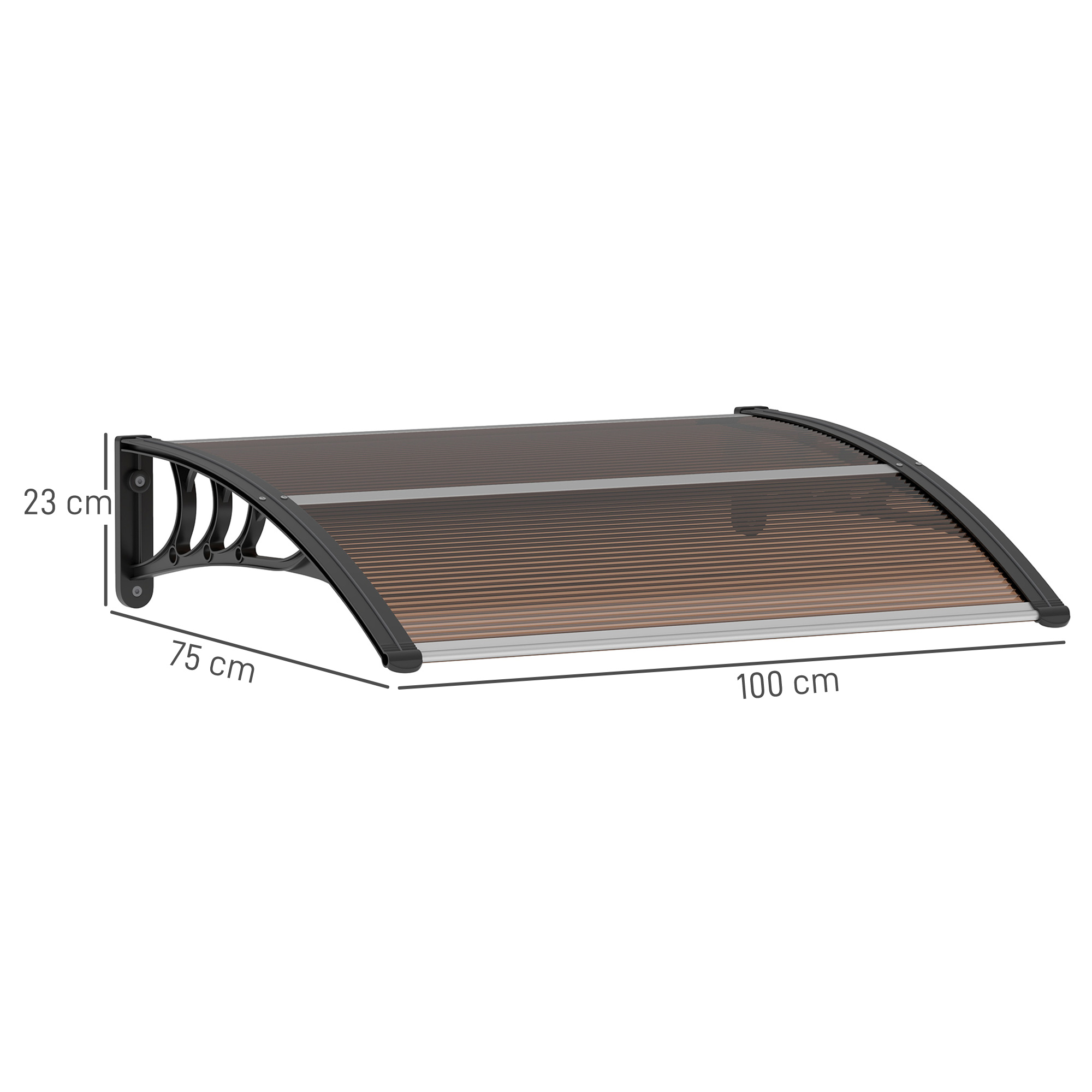 Vordach Haustürvordach 120 x 75 cm Pultvordach Überdachung Polycarbonat