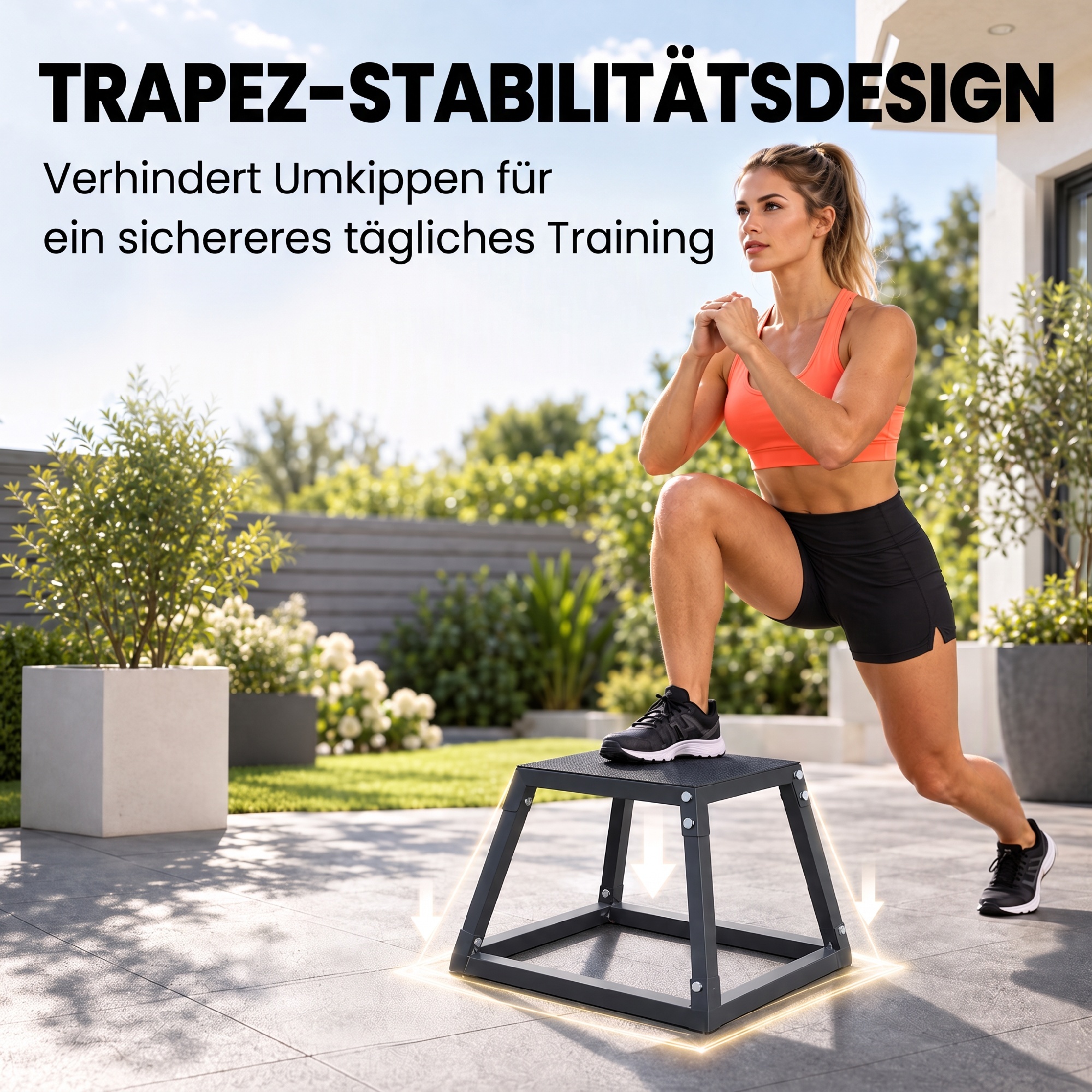 Plyometrische Sprungboxen 3er Set 30,5/45,8/61 cm Stapelbare Plyo Jump Box aus Stahl bis 200 kg