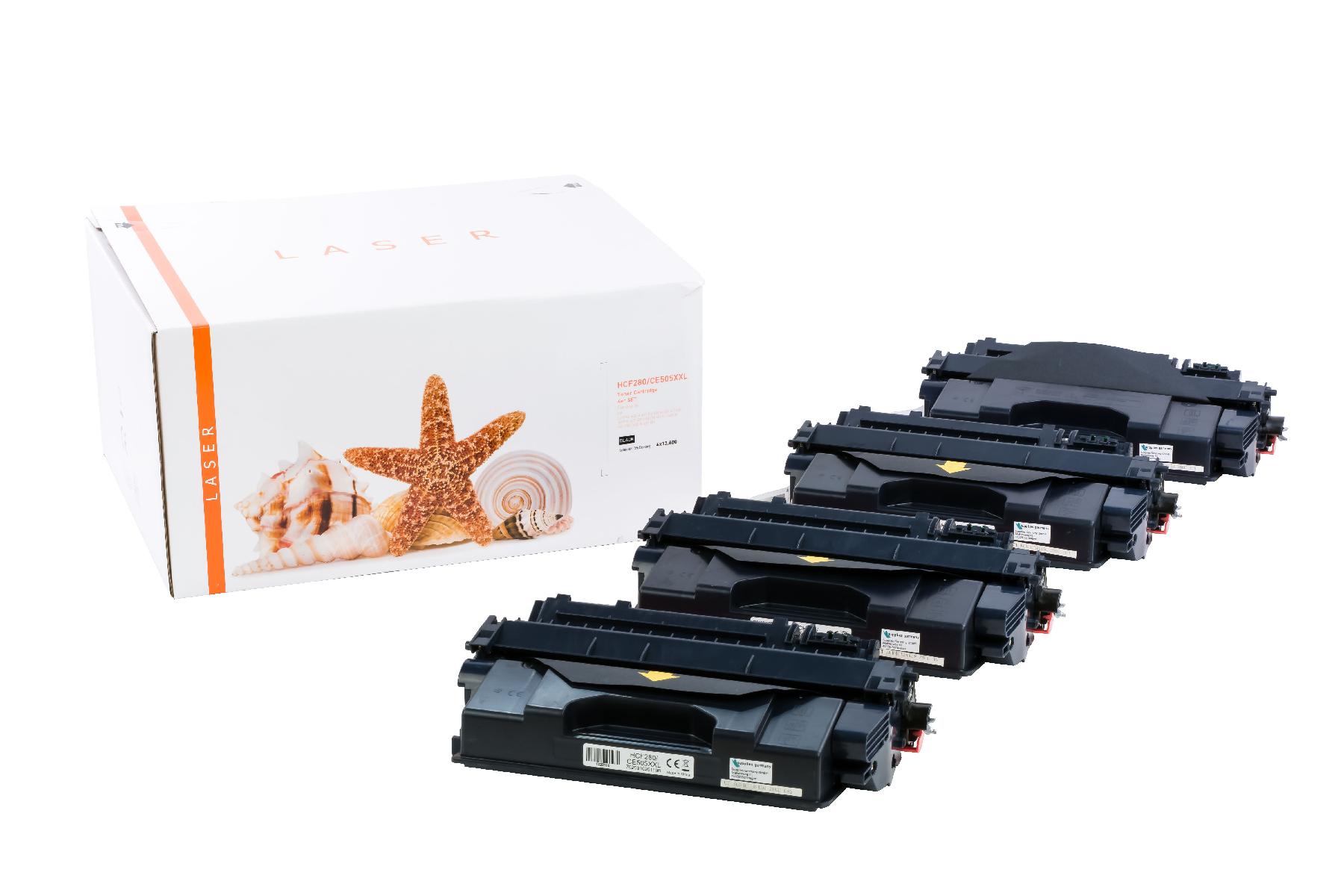4er Set CF280XXL / CE505XXL alternativ Toner schwarz für HP / CF280XXL / CE505XL / 4x13.600 Seiten 4er Set CF280XXL / CE505XXL alternativ Toner schwarz für HP / CF280XXL / CE505XL / 4x13.600 Seiten
