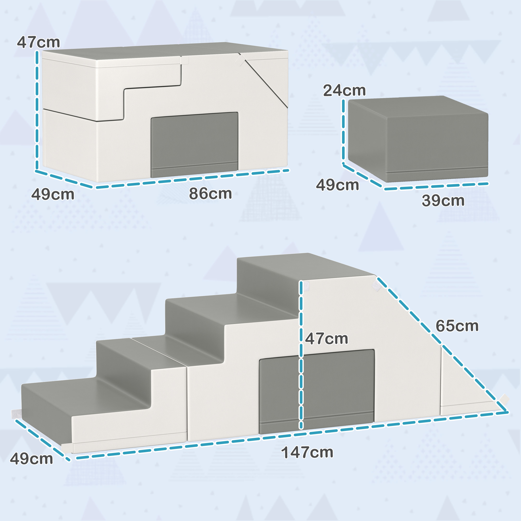 Kletter- und Rutschspielzeug für Kinder, fördert Motorik, Kunstleder, EPE-Schaum, 86x49x47 cm, Grau