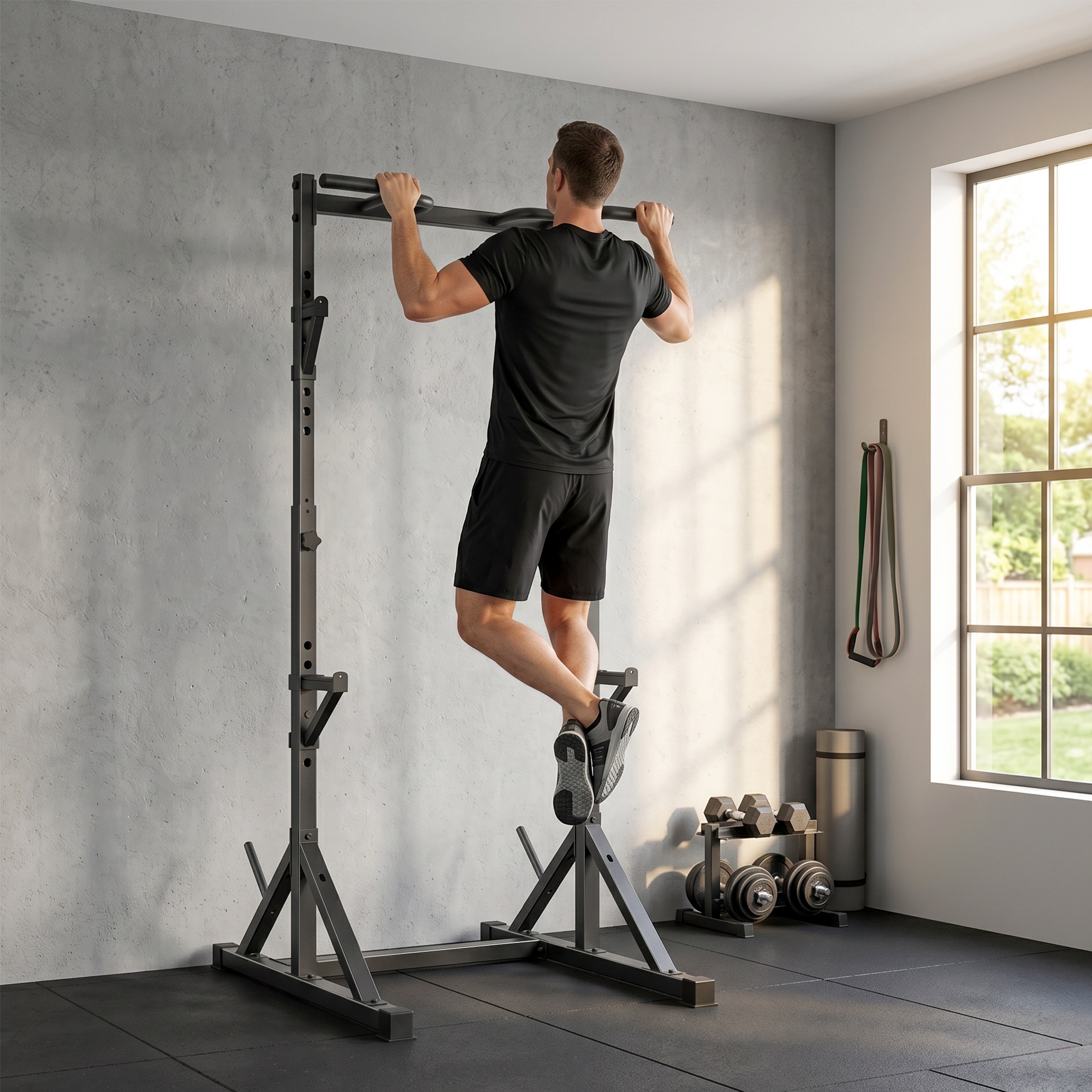 Hantelständer 2 Ebenen Hantelscheibenständer aus Stahl Langhantelablage bis 200 kg belastbar Squat Rack