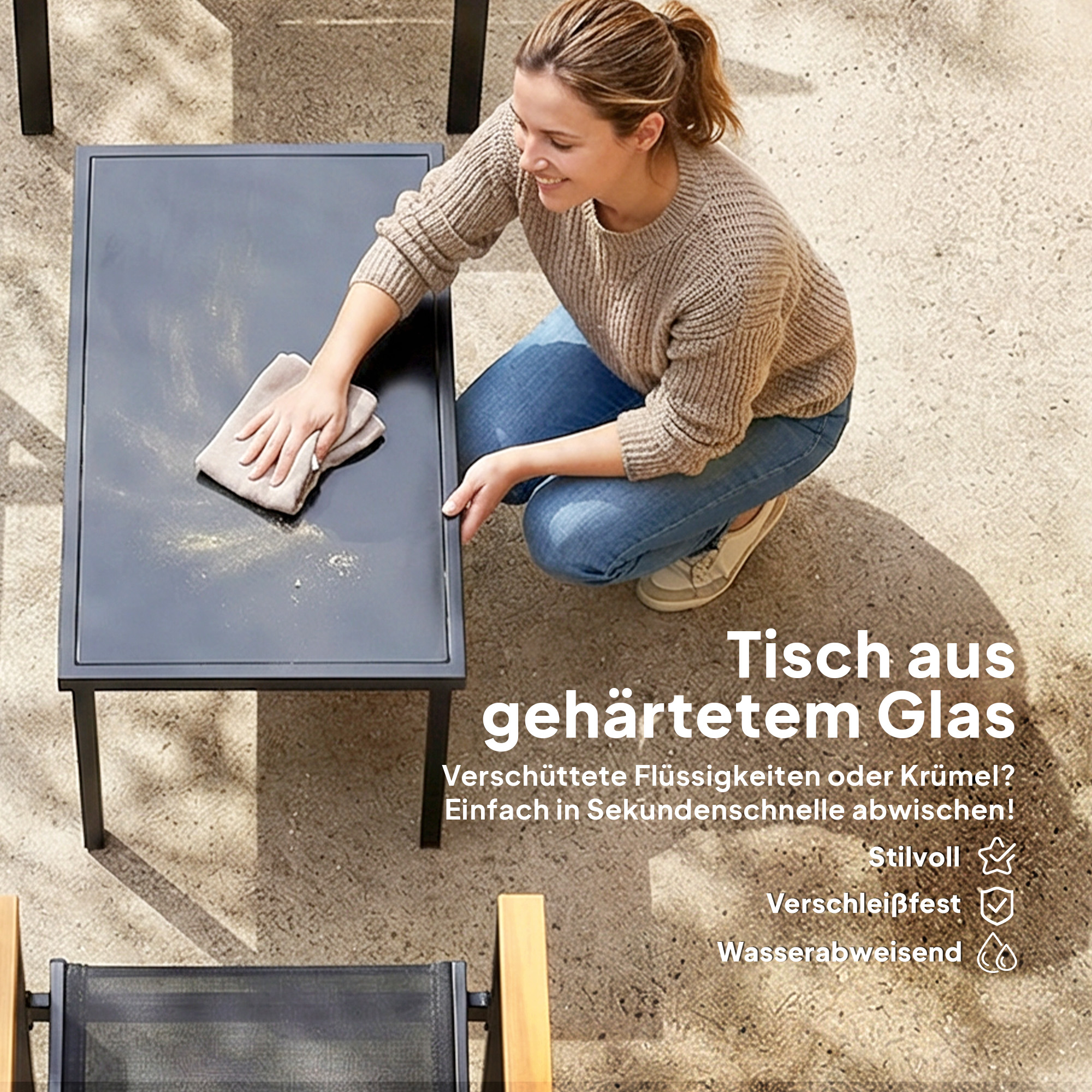 Gartenmöbel Set Metall Sitzgruppe für 4 Personen Gartenlounge mit 2er Sofa Stuhl Beistelltisch 110x63,5x84 cm Schwarz