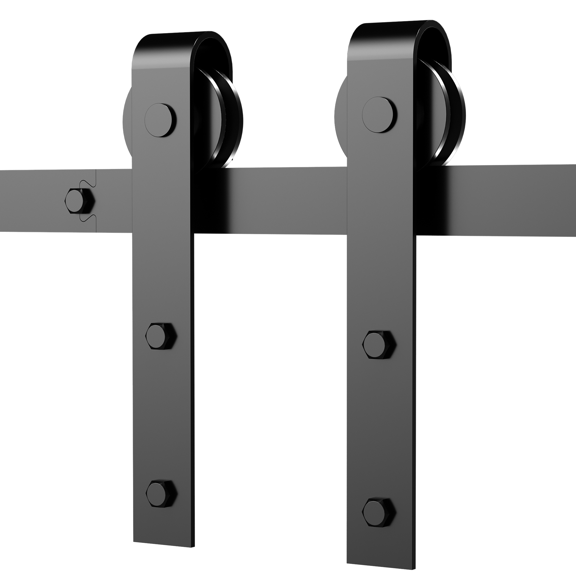 Schiebetüren-Beschlagsatz,  paltzsparend, leise, universell einsetzbar, 200 cm x 40 cm x 0,6 cm, Schwarz