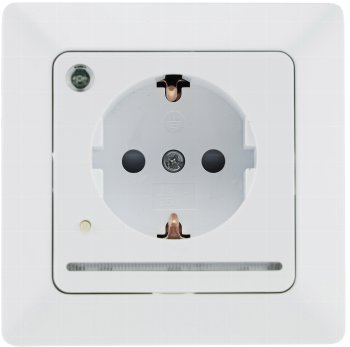 MILOS Schutzkontakt-Steckdose mit LED / weiß matt, 250V~/ 16A, Licht mit Sensor