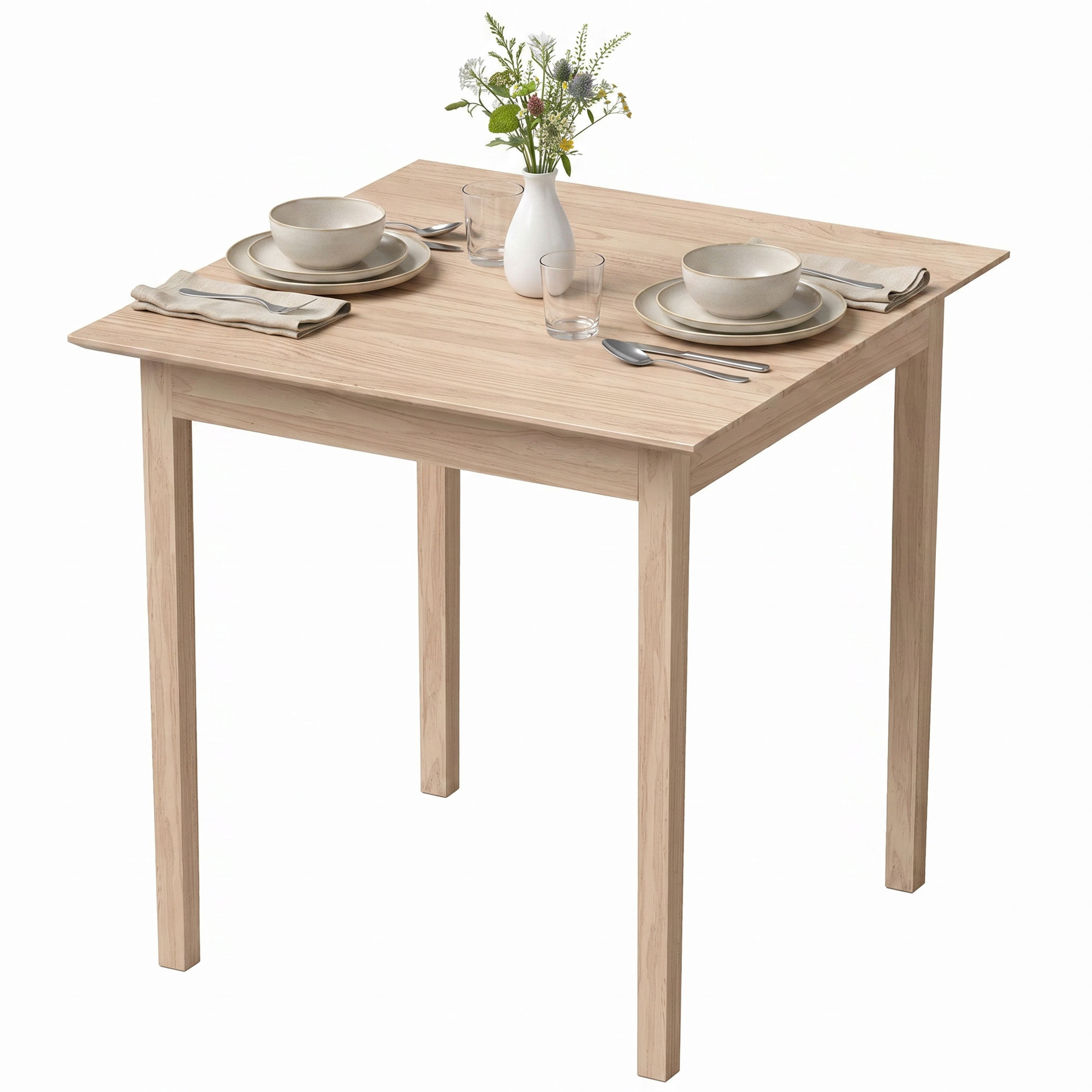 Küchentisch Esstisch Quadratischer Tisch, modernes Design, 75 cm x 75 cm x 76 cm, Naturholz