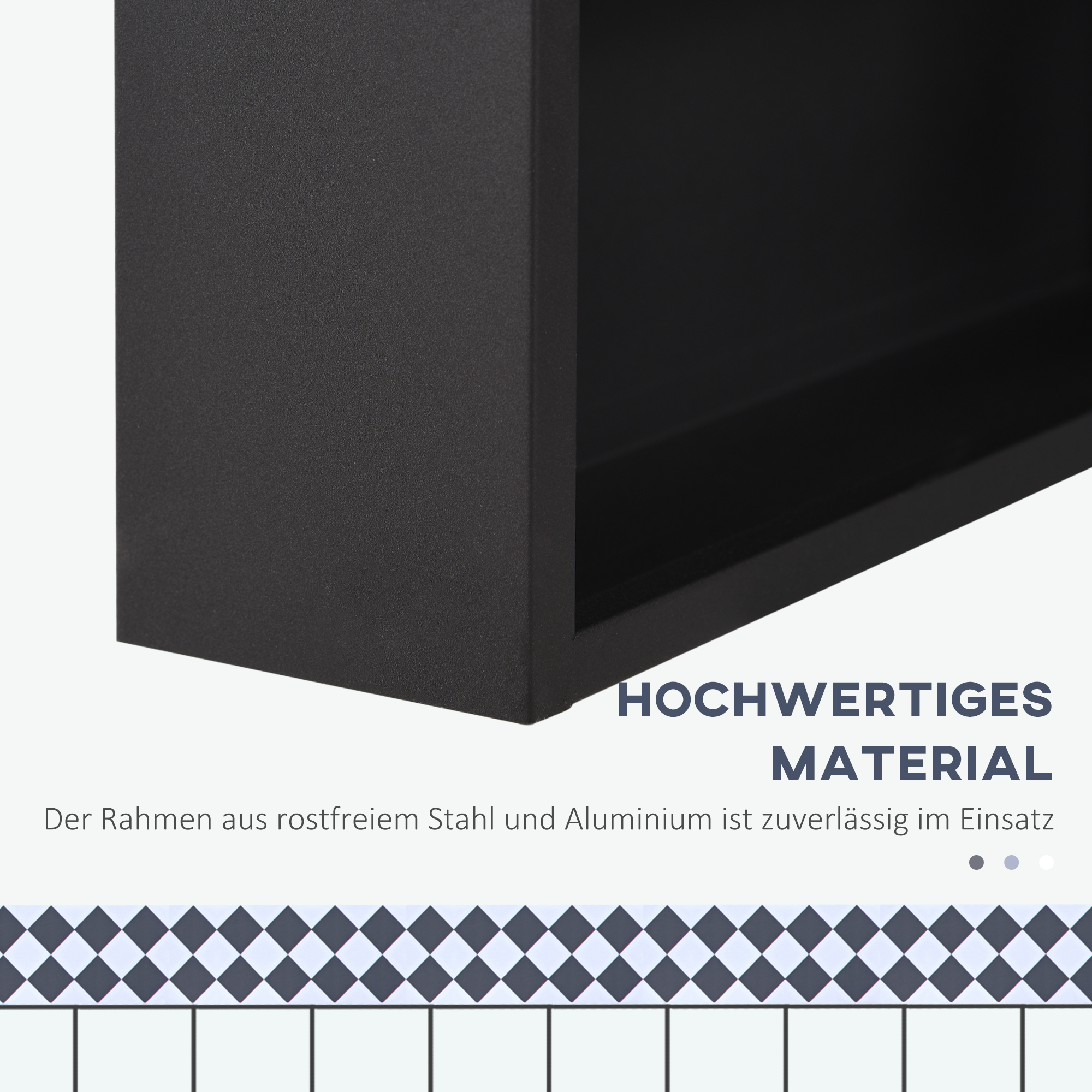 Spiegelschrank, 3 Regalfächer, weiche Scharniere, Stahlgehäuse, schwarz, 40 x 15 x 60 cm