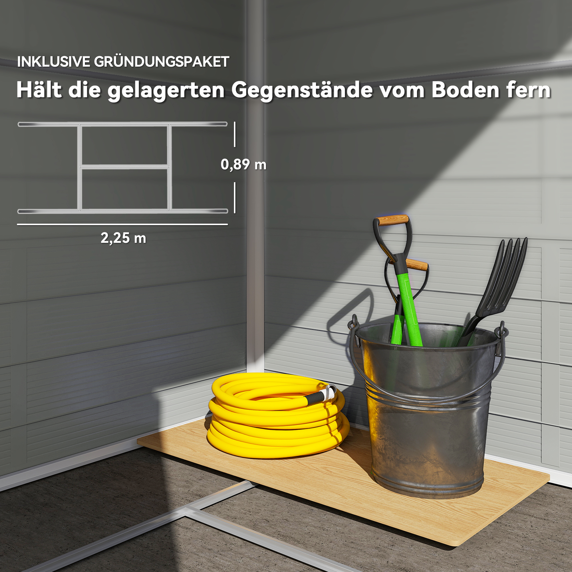 Gerätehaus, 4,1m², Gartenhaus mit Satteldach, 240 x 190 x 180/228 cm