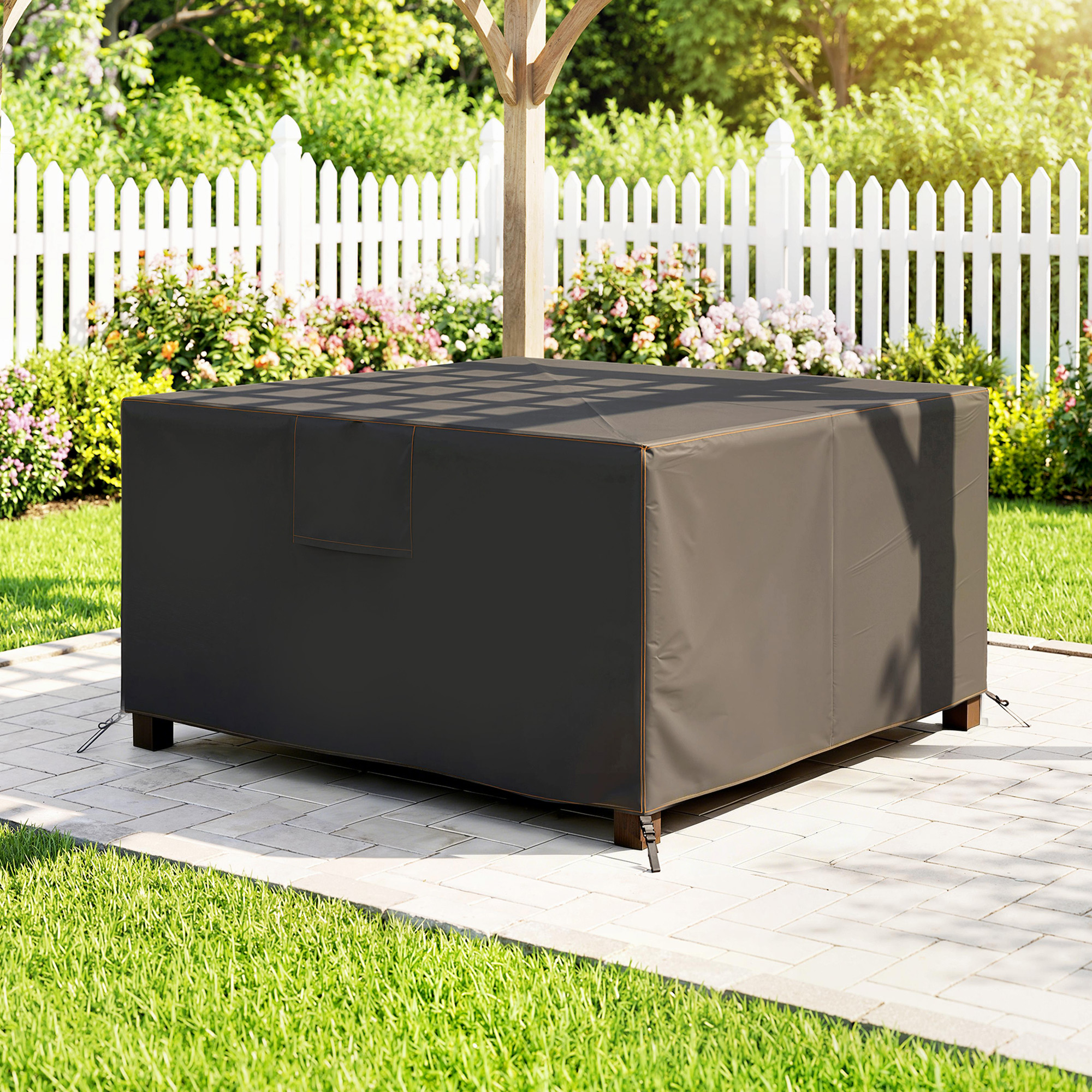 Schutzhülle für Gartenmöbel Winterfest Wasserdicht Abdeckung Anti-UV Abdeckplane 420D Oxford Gewebe 125x125x74cm Schwarz