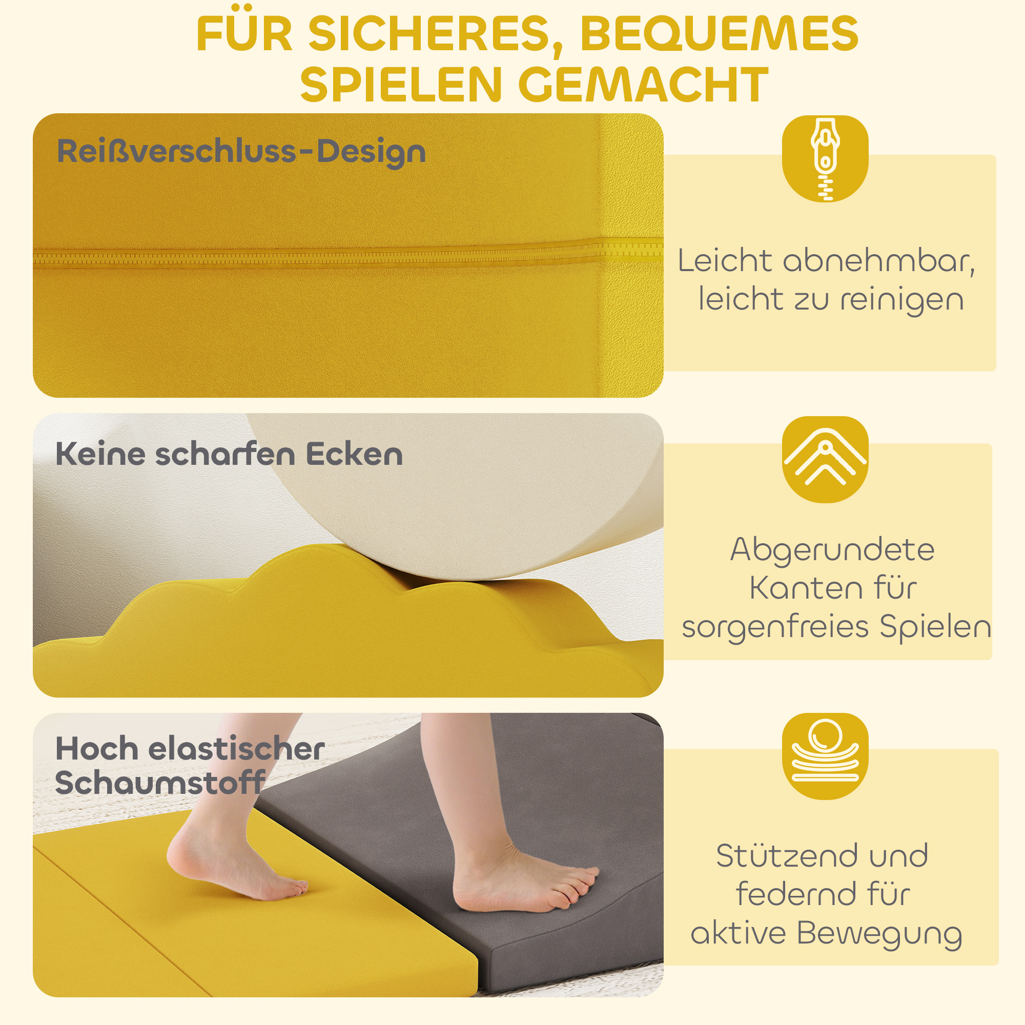 7-teiliges Set Kletterblöcke für Babys & Kleinkinder, weiches Kletterset für den Innenbereich, Stoff, Schaumstoff, Bunt
