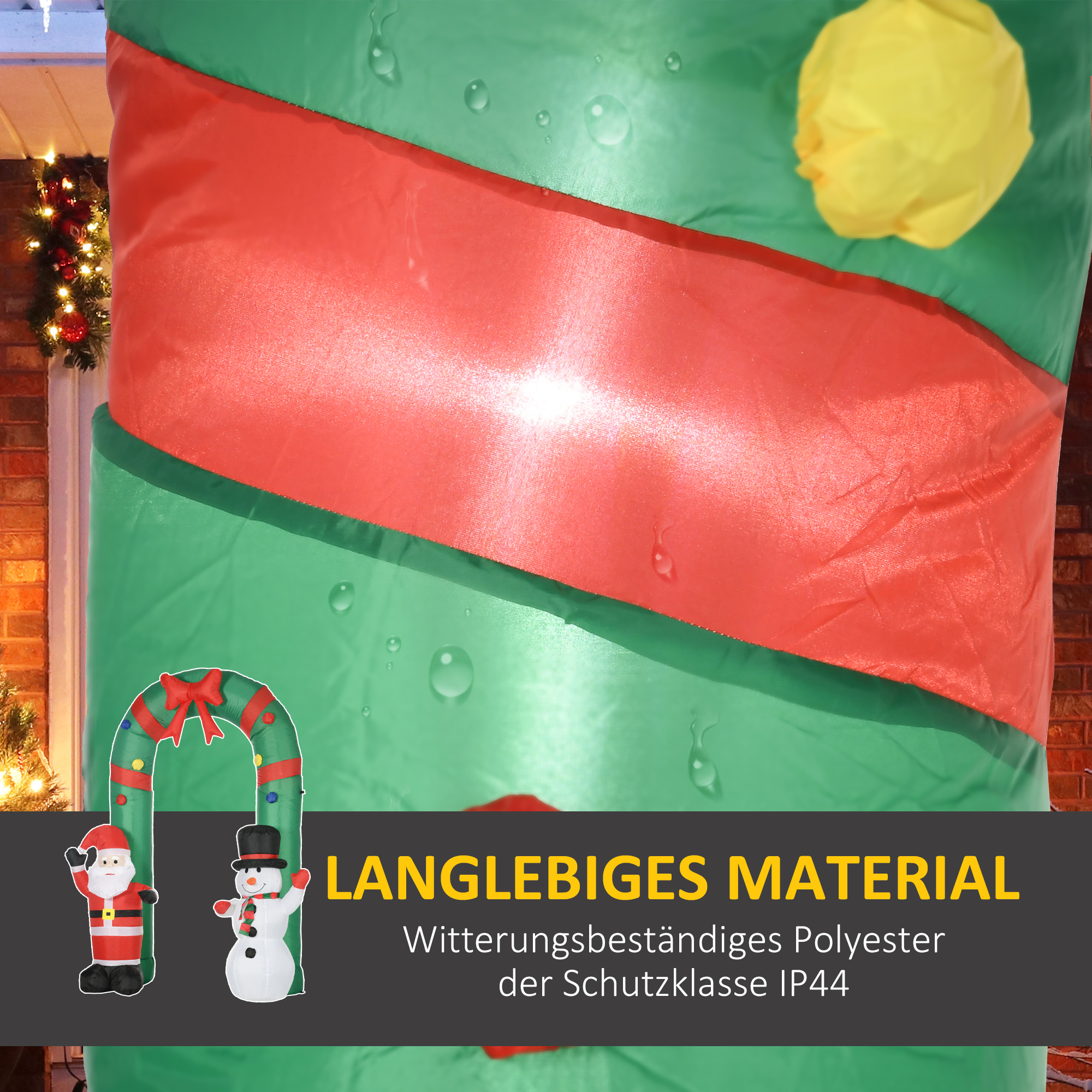 aufblasbarer Torbogen mit Weihnachtsmann und Schneemann, LED-Beleuchtung, integriertes Gebläse, 198 x 80 x 245 cm