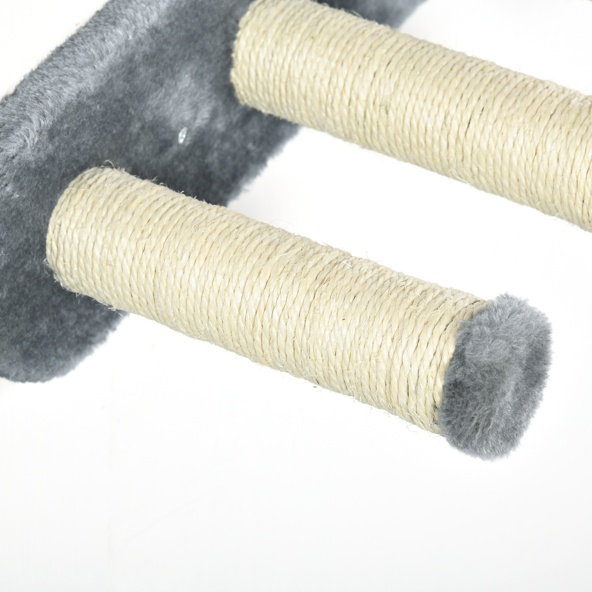 Kletterwand-Set für Katzen, Hängematte, Kratzbrett, Sprungplattformen, Plüsch, Sisal, Grau