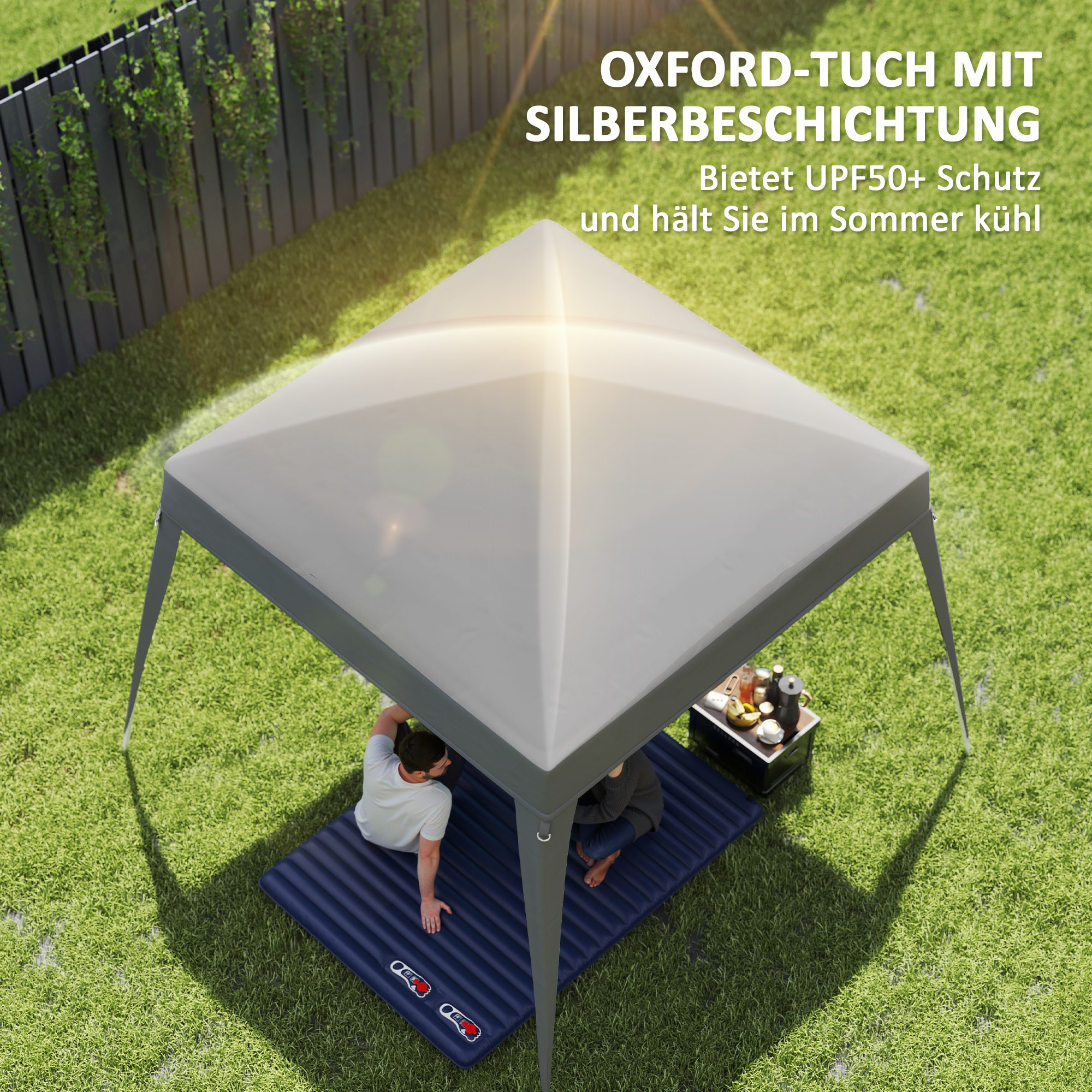 Pavillon-Ersatzdach, Ersatzplane für 3 x 3 m Gartenpavillon, Gartenzeltdach-Ersatz, UPF50+, Oxford-Stoff, Hellgrau