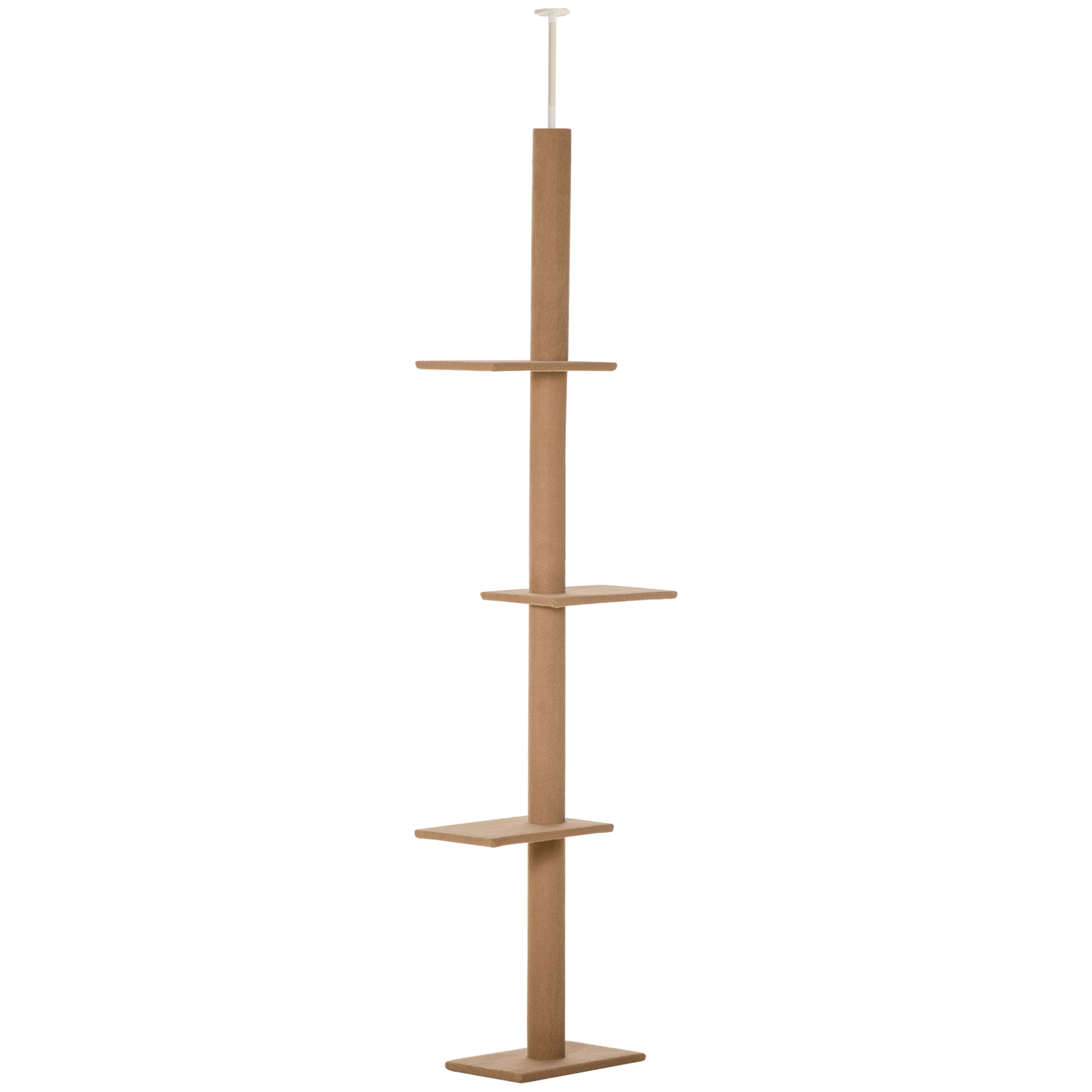 Kratzbaum Deckenhoch, 228-260 cm Höhenverstellbarer Katzenbaum Kletterbaum für Katzen mit 3 Ebenen, Katzenkratzbaum, Spielbaum vom Boden bis zur Decke Hellbraun