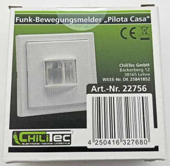 Funk-Bewegungsmelder für "Pilota Casa", IP20, 90°/8m PIR, Aufputz 30mm flach