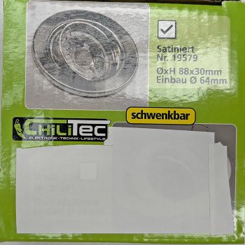 Decken-Einbaustrahler "SR90" chrom-matt, schwenkbar, Ø 88mm, für 50mm Lampen