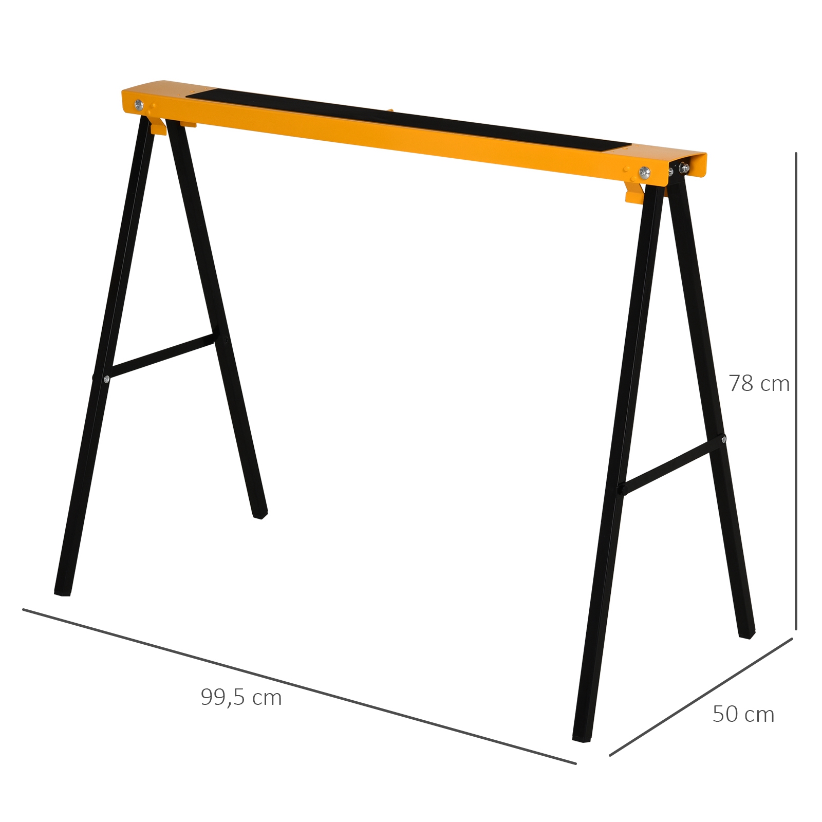 Arbeits Bock, Sägepferd, Unterstellbock, Klappbar, Rutschfest, Stahl, Orange, Schwarz, 99,5 x 50 x 78 cm, Belastbarkeit 125 kg