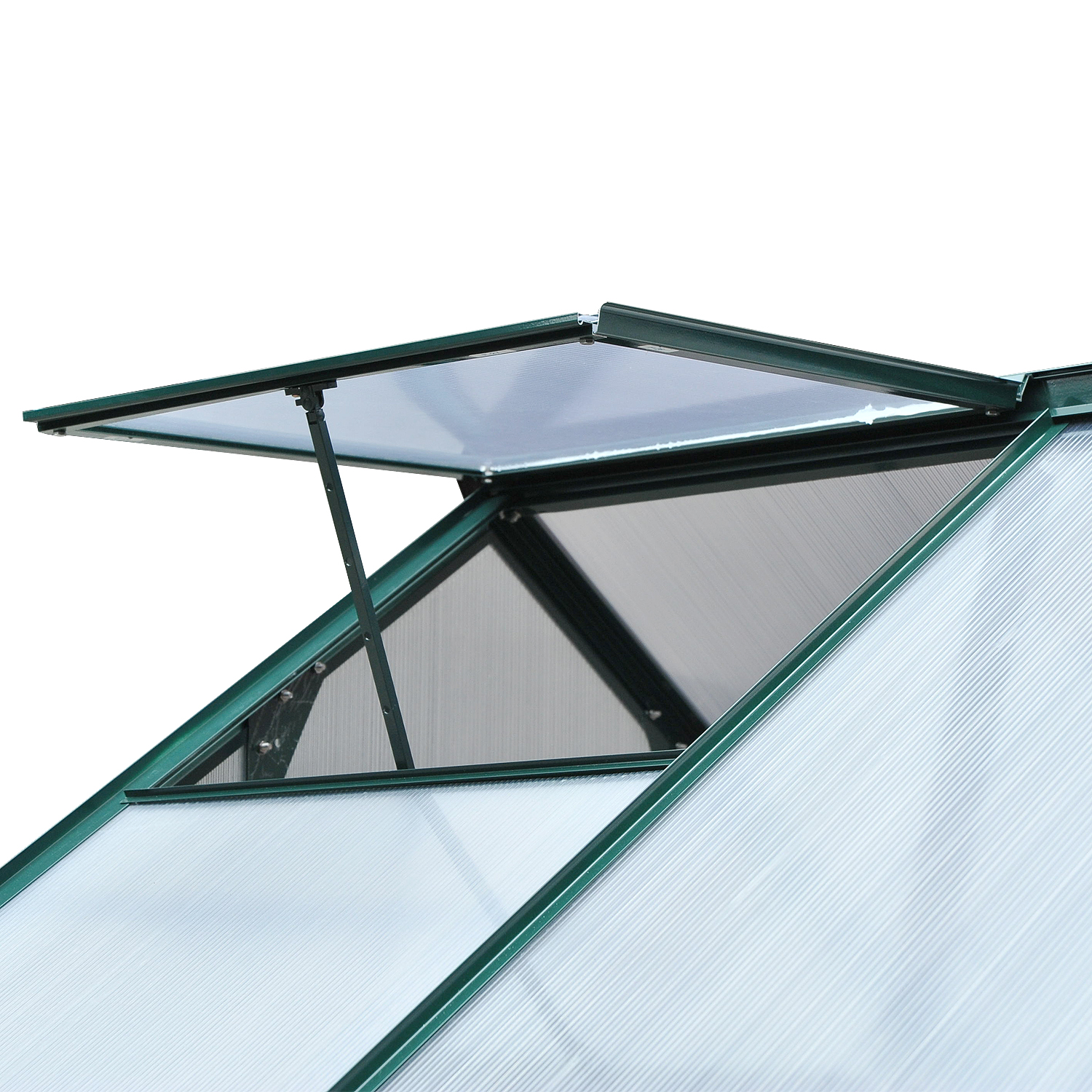 Gewächshaus mit Dachfenster Aluminium Treibhaus 190 cm x 132 cm x 201 cm Grün + Transparent