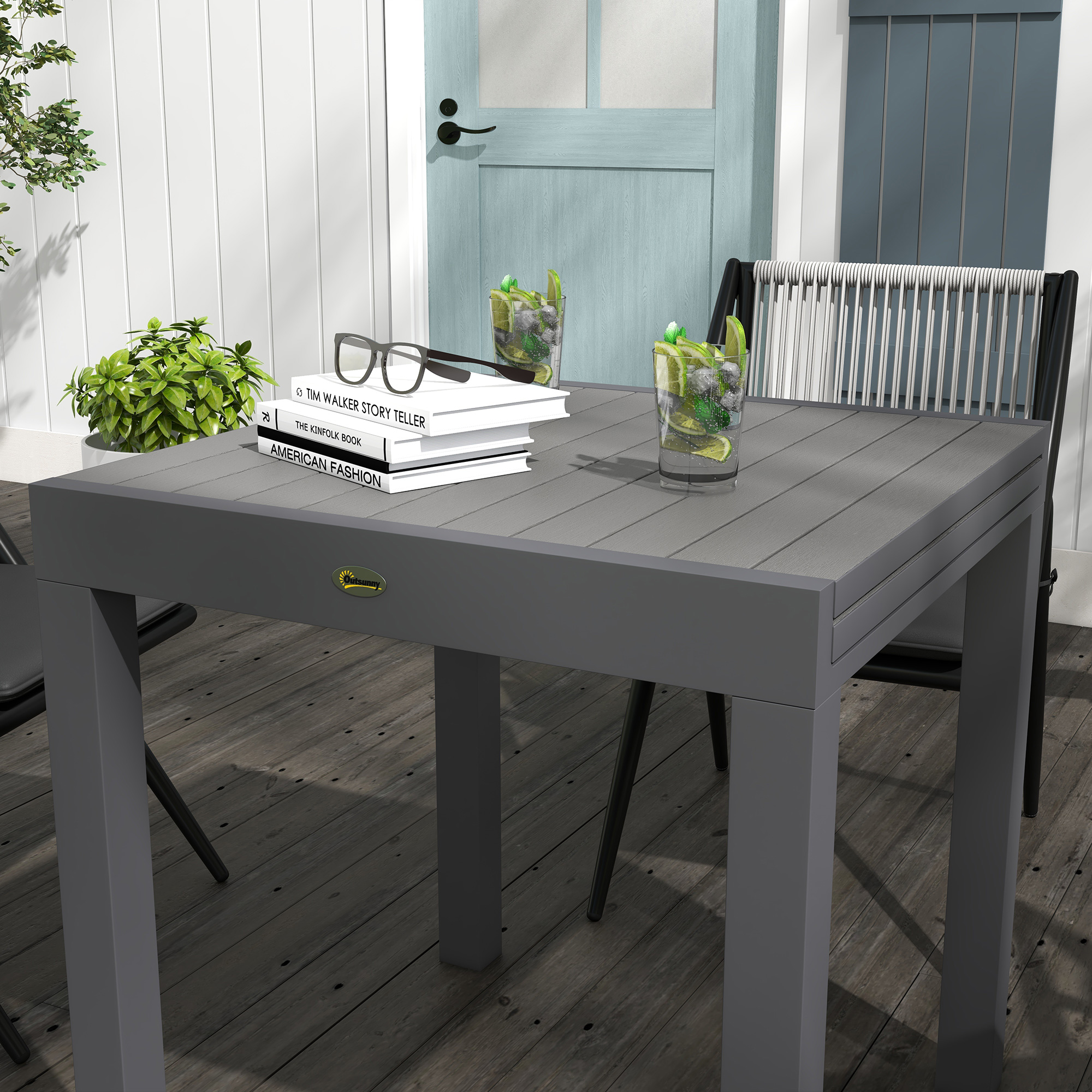 Gartentisch Outdoor-Tisch, wetterbeständig, 162 x 80 x 75 cm, Grau