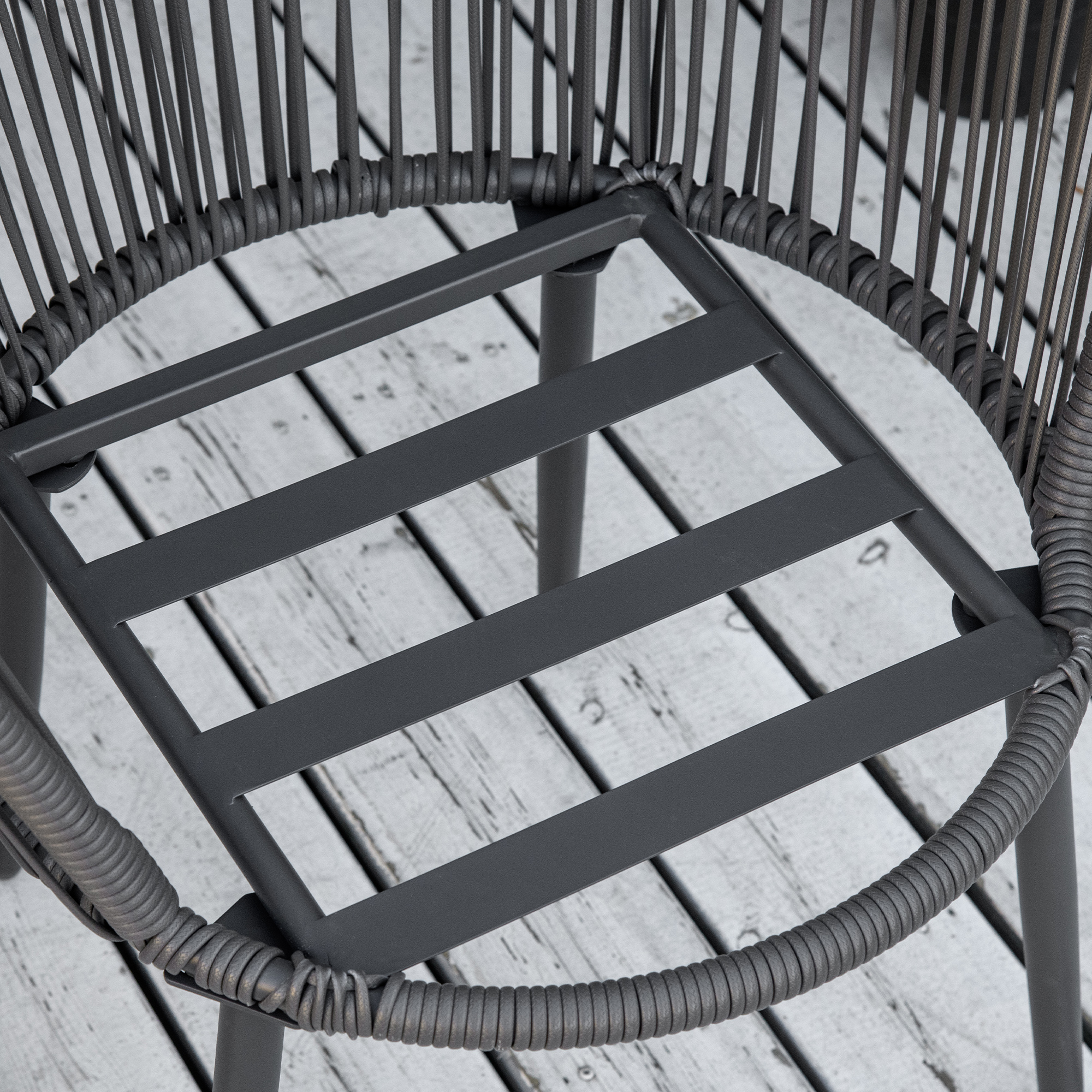 Bistro-Set Rattan-Sofa-Set Terrassen-Set, 2 Stühle, 1 Tisch, wetterbeständig, 65 x 63 x 80 cm, Dunkelgrau + Hellgrau