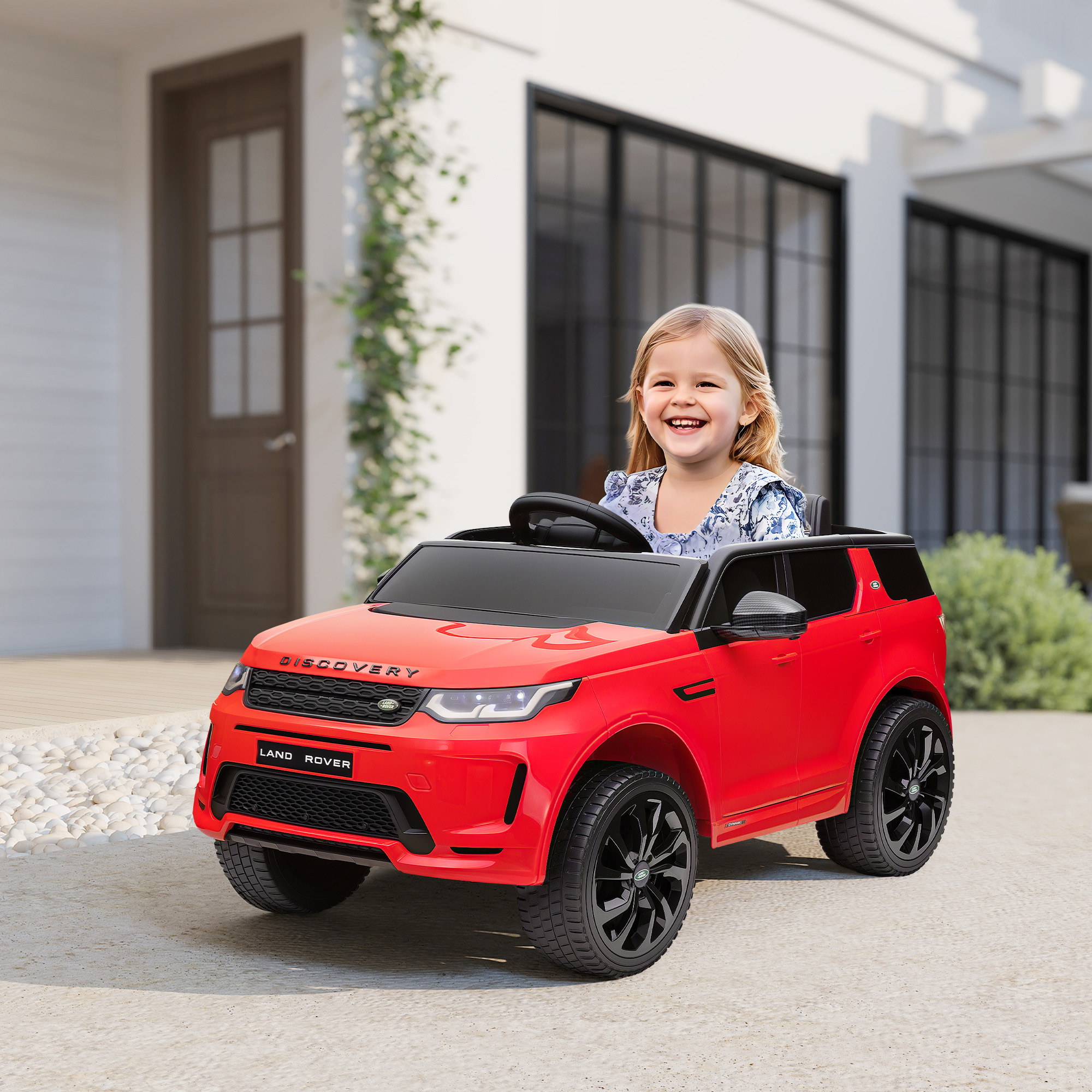 Kinder-Elektroauto, 12V Kinderfahrzeug mit Fernbedienung, LED-Lichtern, Musik und Hupe, 3-6 Jahre, Rot
