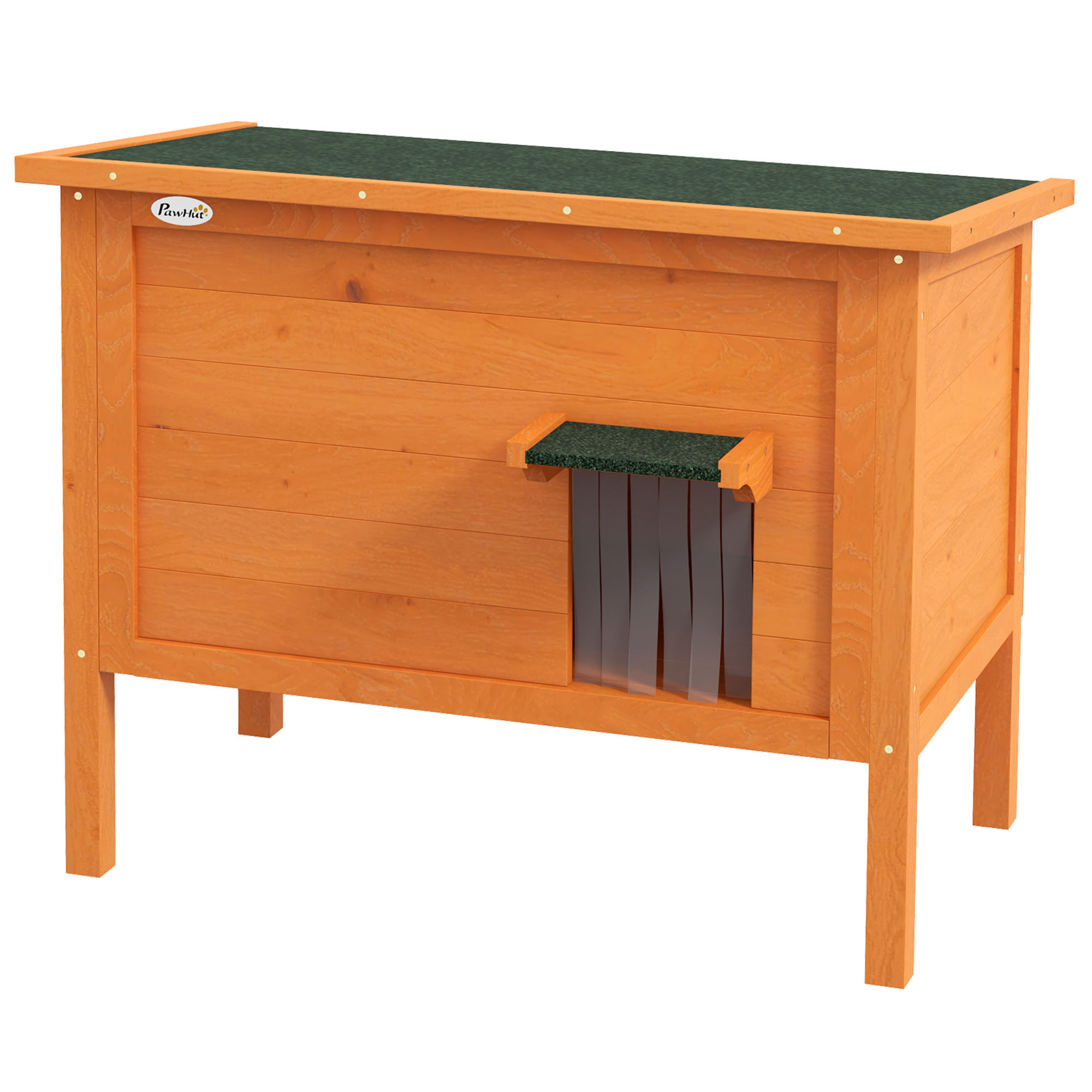 Katzenhaus Outdoor-Katzenhaus Katzenhütte, wetterbeständig, 1 Fenster, 1 Eingang, 85 x 50 x 68,5 cm, Orange+Grün