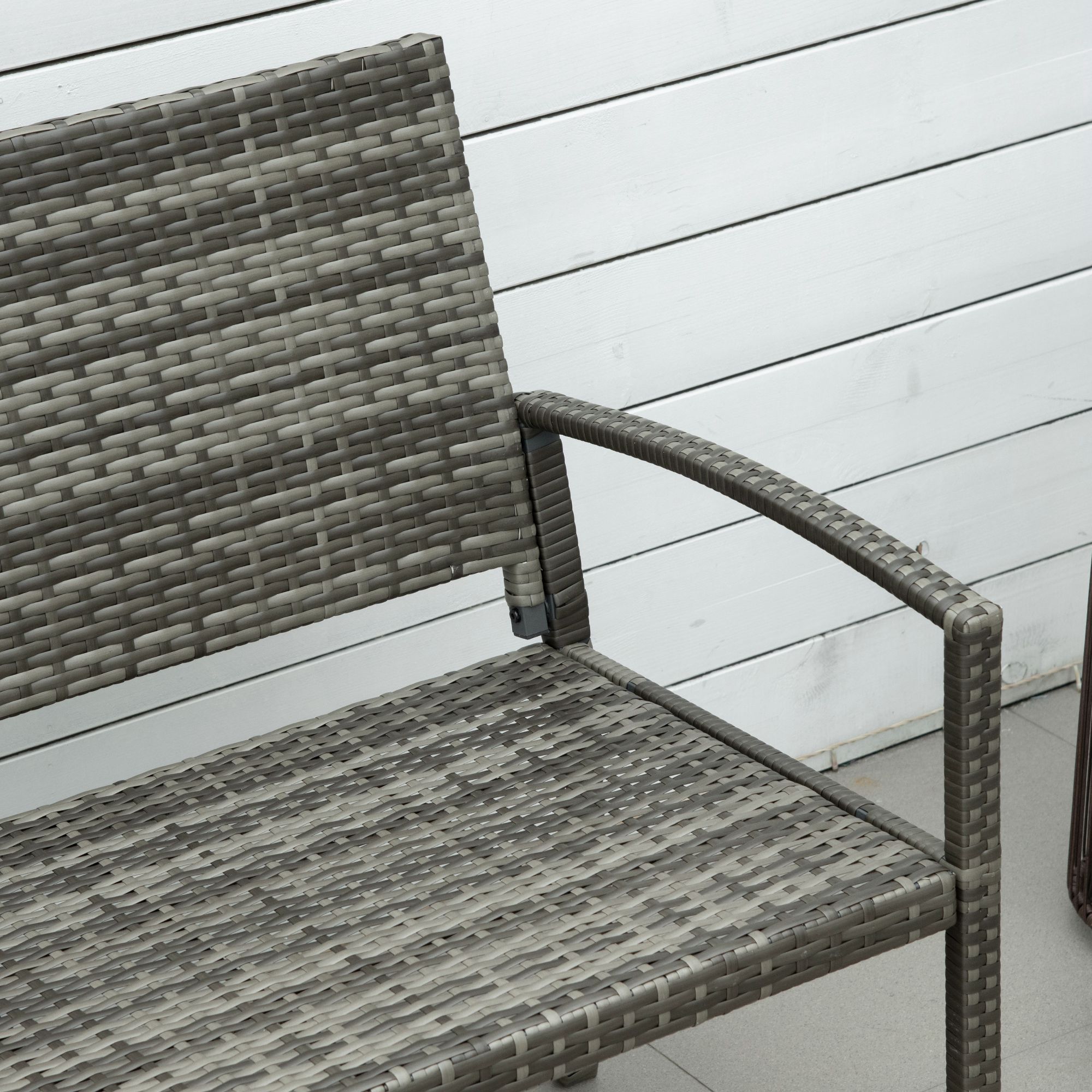 Gartenbank, in Rattanoptik, mit Stahlrahmen, für 2 Personen, Braun, 122 x 60 x 87cm